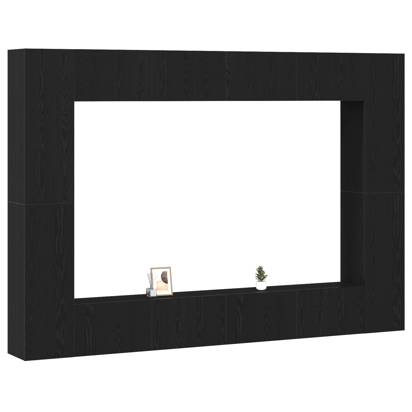 vidaXL 8-delige TV-kast set Wandmontage Zwart Eiken Engineered Hout