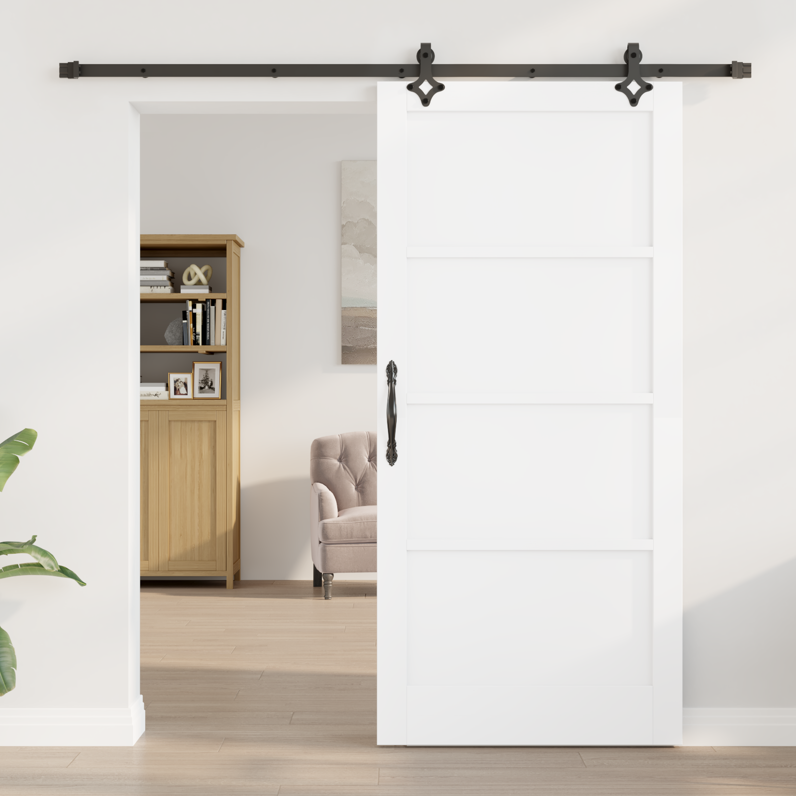 vidaXL Schuifdeur met Hardware Set 'ORKDAL'Witte Massief Houten Grenen