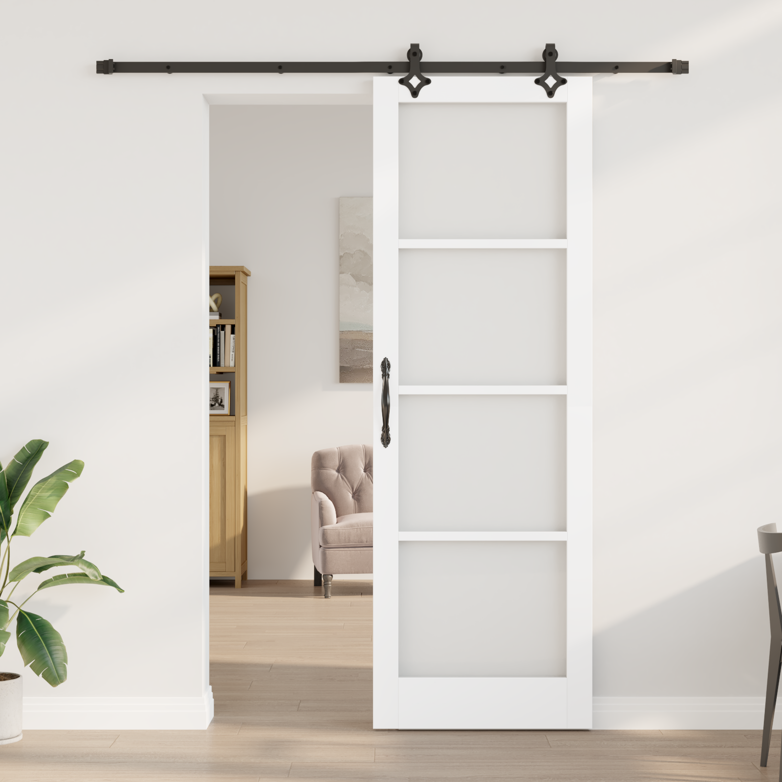 vidaXL Schuifdeur met Hardware Set Wit 78x232 cm Massief Grenenhout