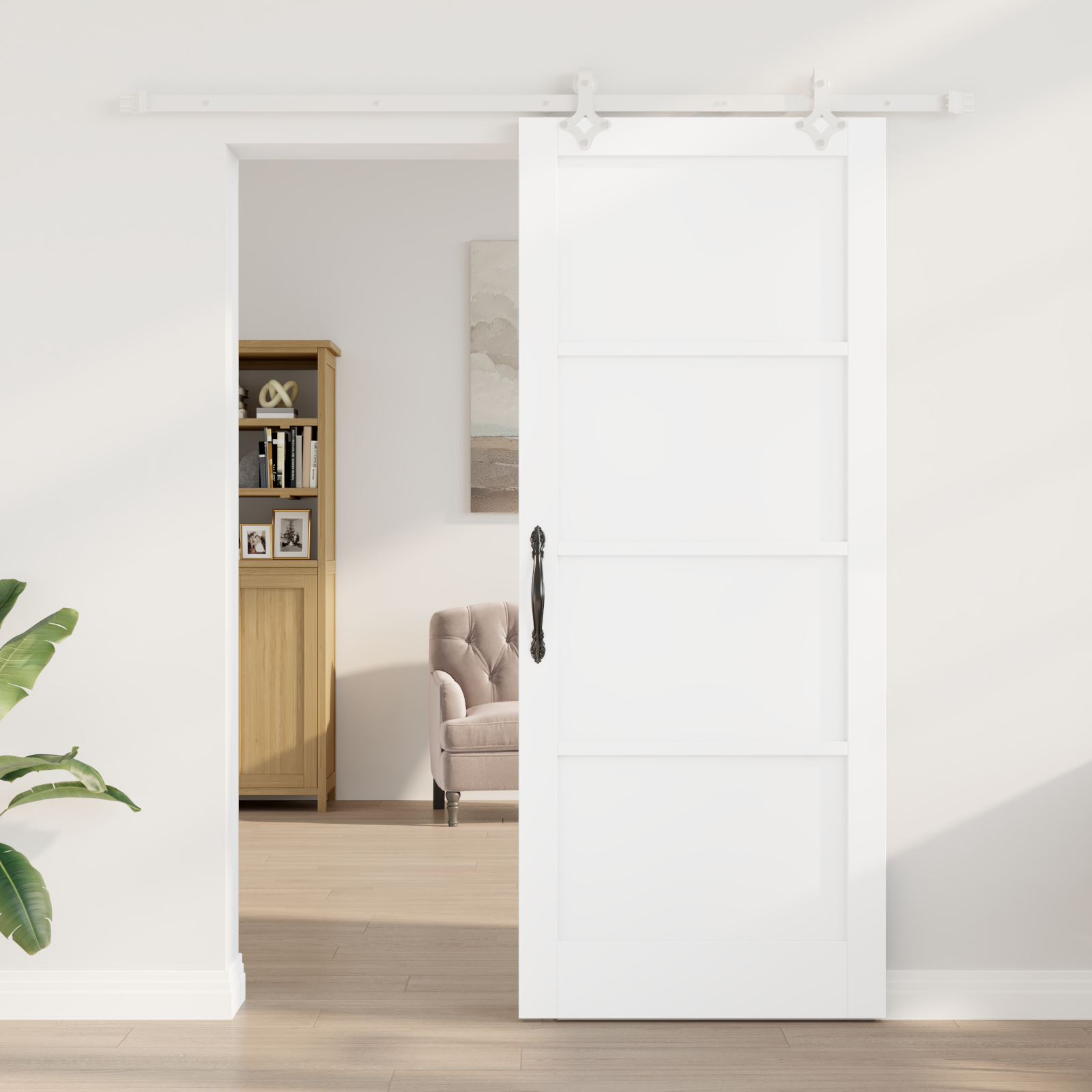 vidaXL Schuifdeur met beslag 86x211 cm massief grenenhout wit