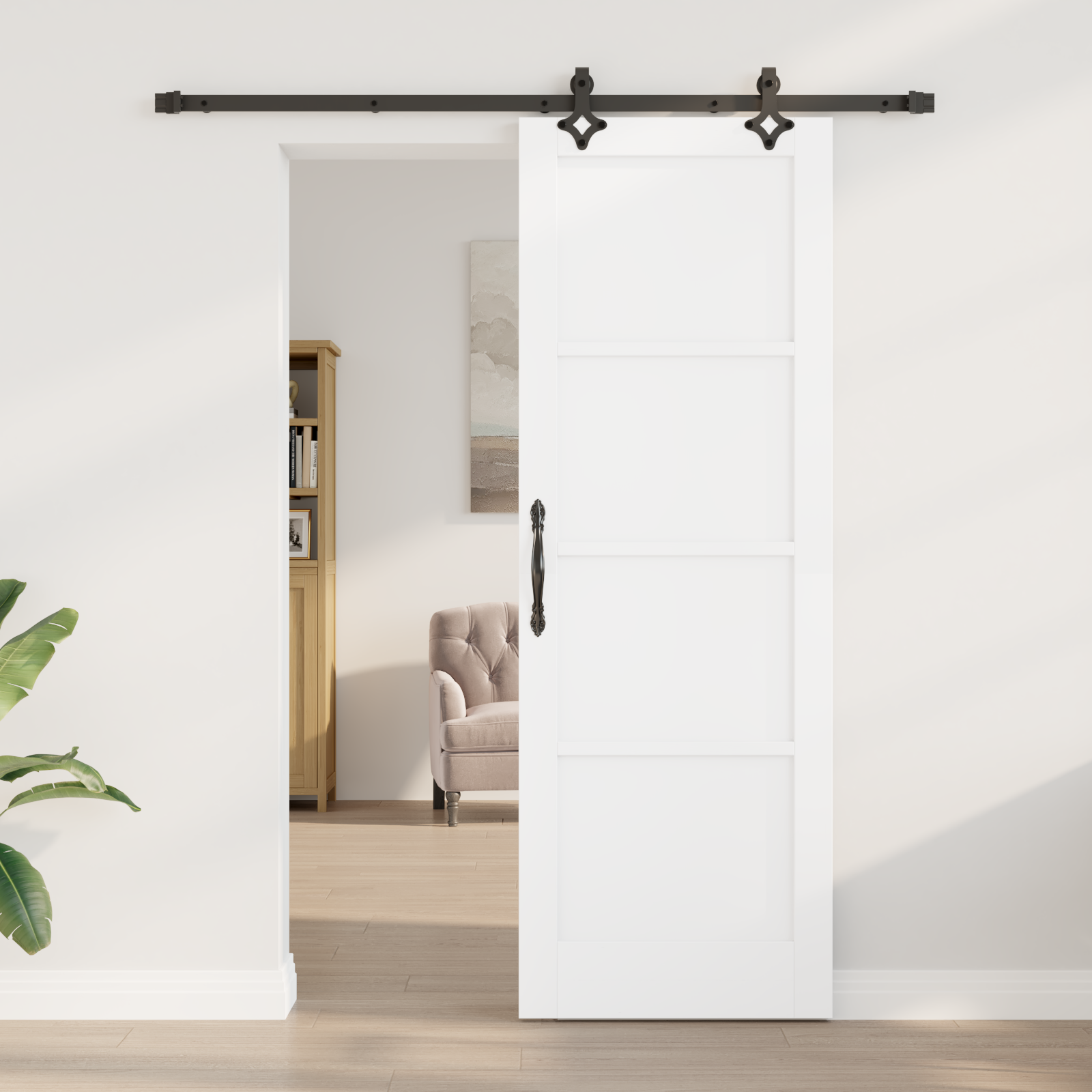 vidaXL Schuifdeur met beslag 73,5x211 cm massief grenenhout wit