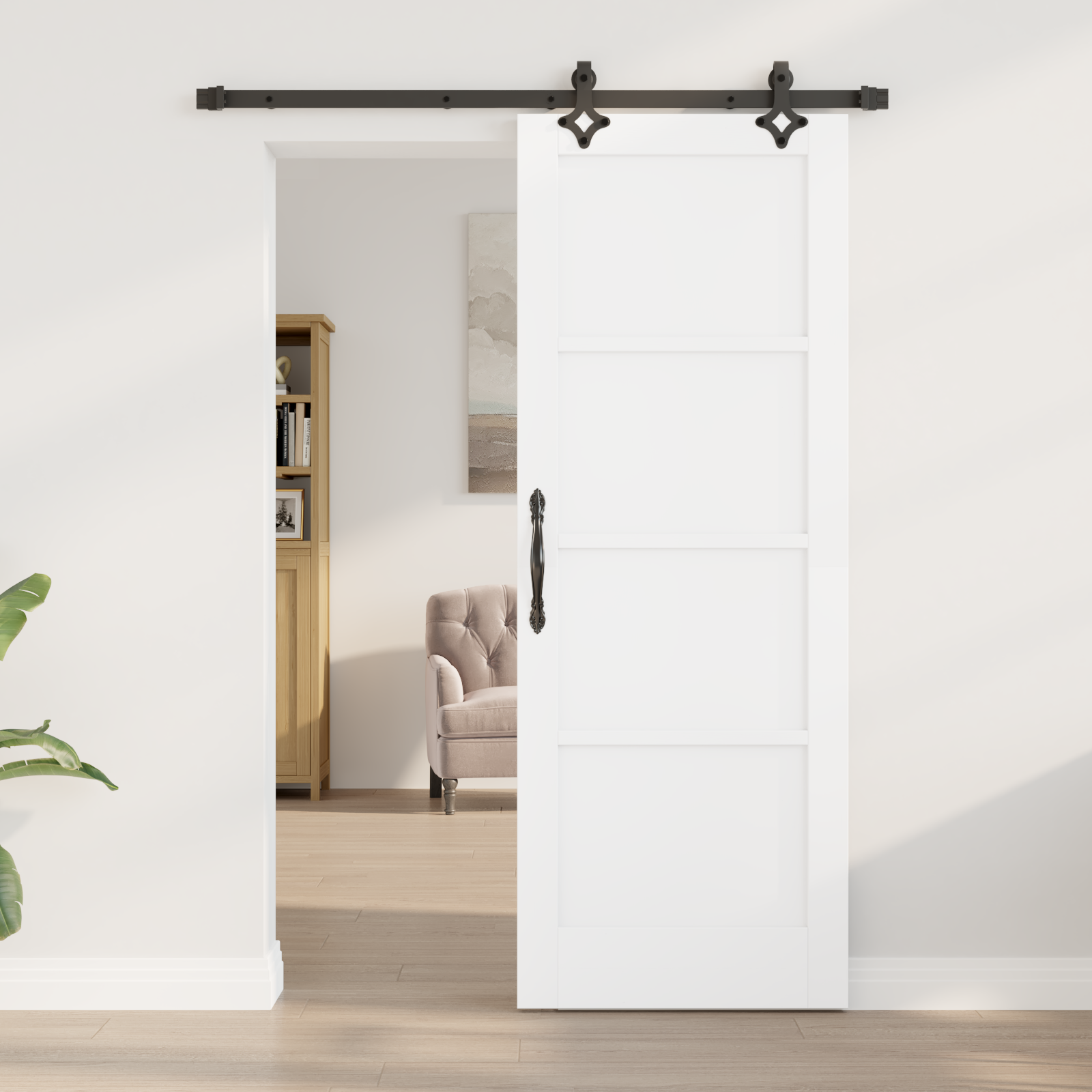vidaXL Schuifdeur met Hardware Set 'ORKDAL'Wit Massief Vurenhout
