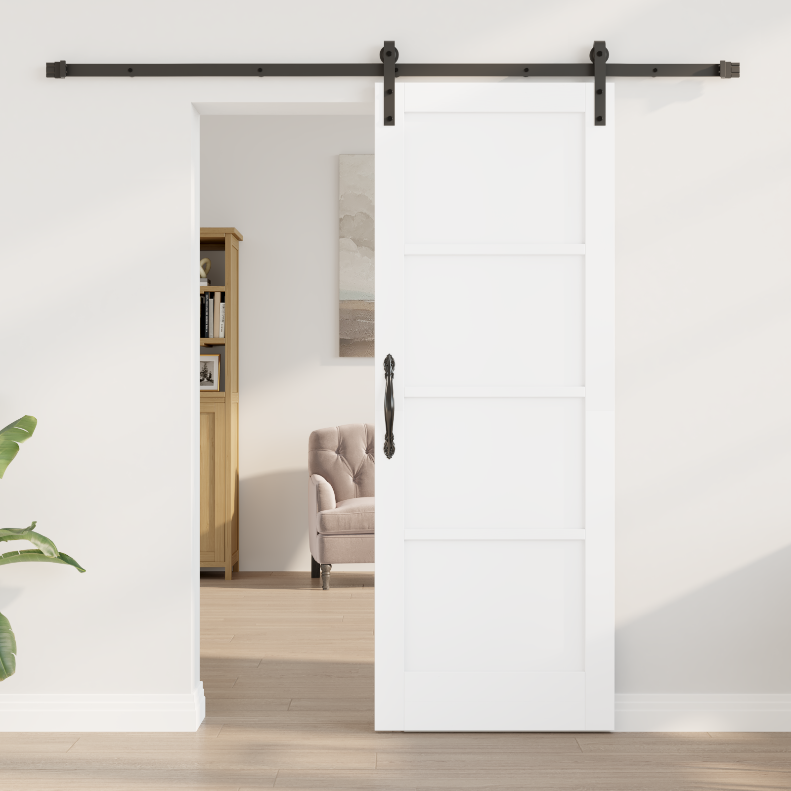 vidaXL Schuifdeur met beslag 73,5x198,5 cm massief grenenhout wit