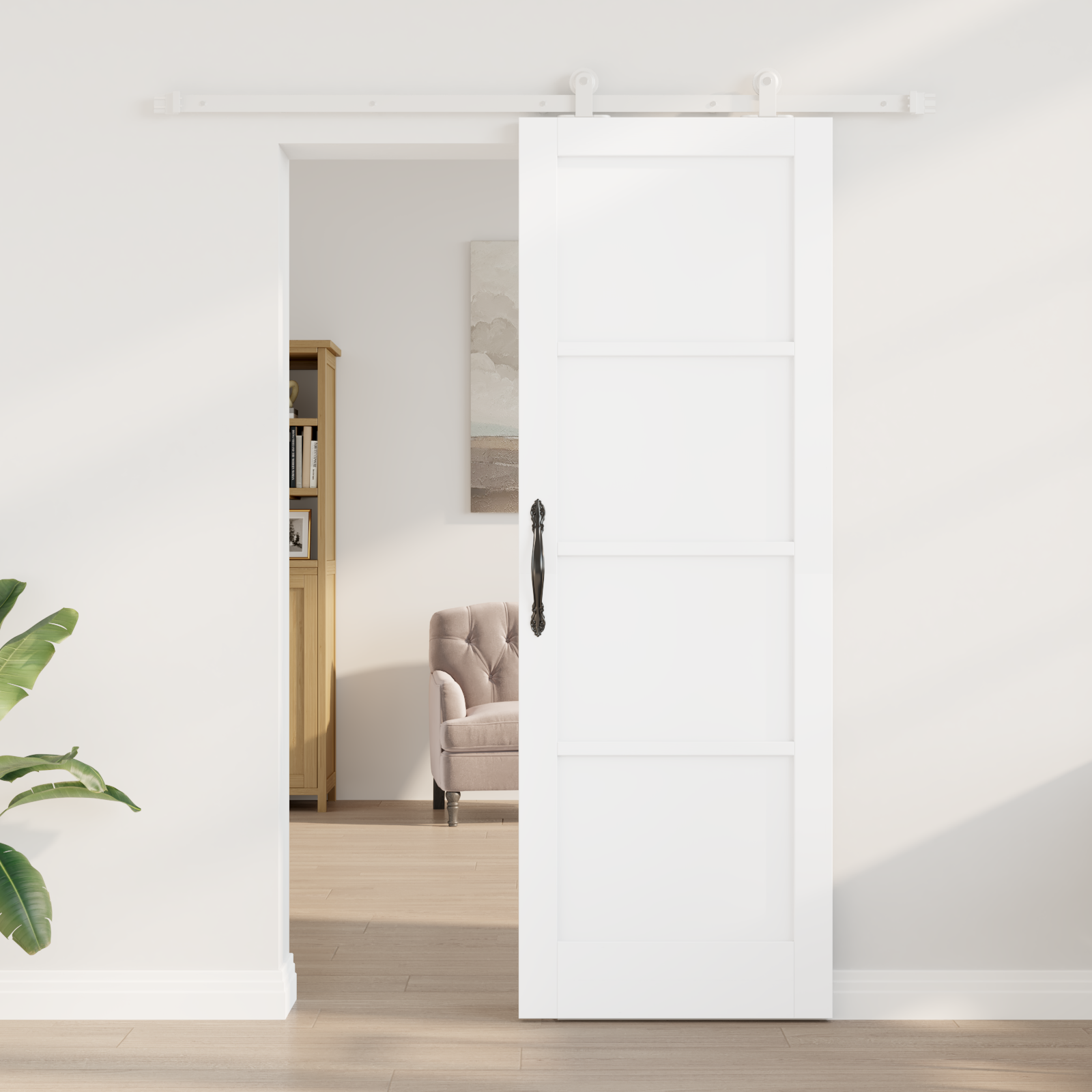 vidaXL Schuifdeur met Bevestigingsset Wit 73,5 x 211 cm Massief Hout