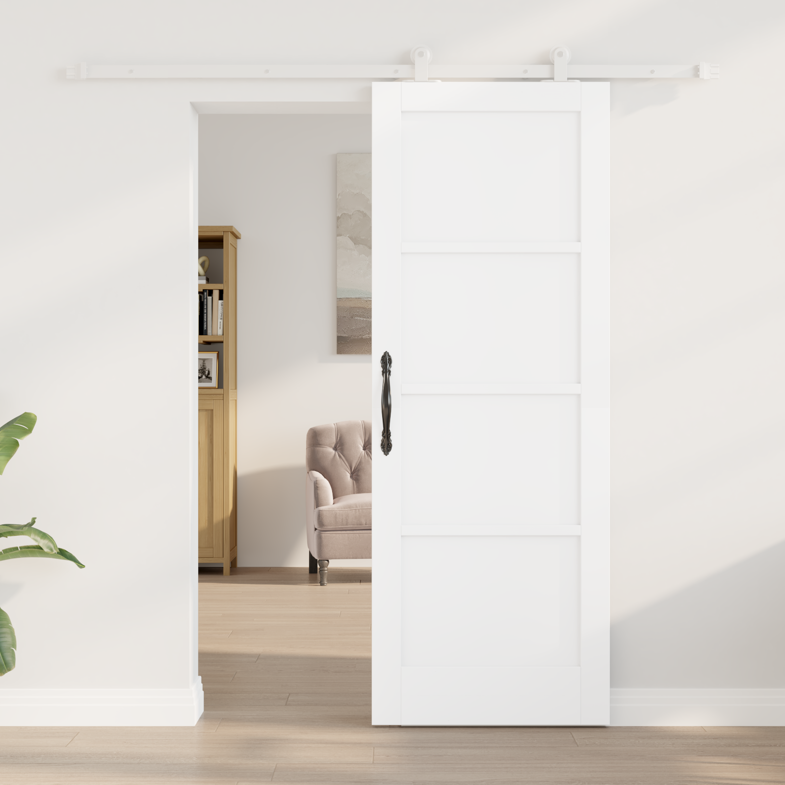 vidaXL Schuifdeur met Hardware Set 'ORKDAL'Wit Massief Vurenhout