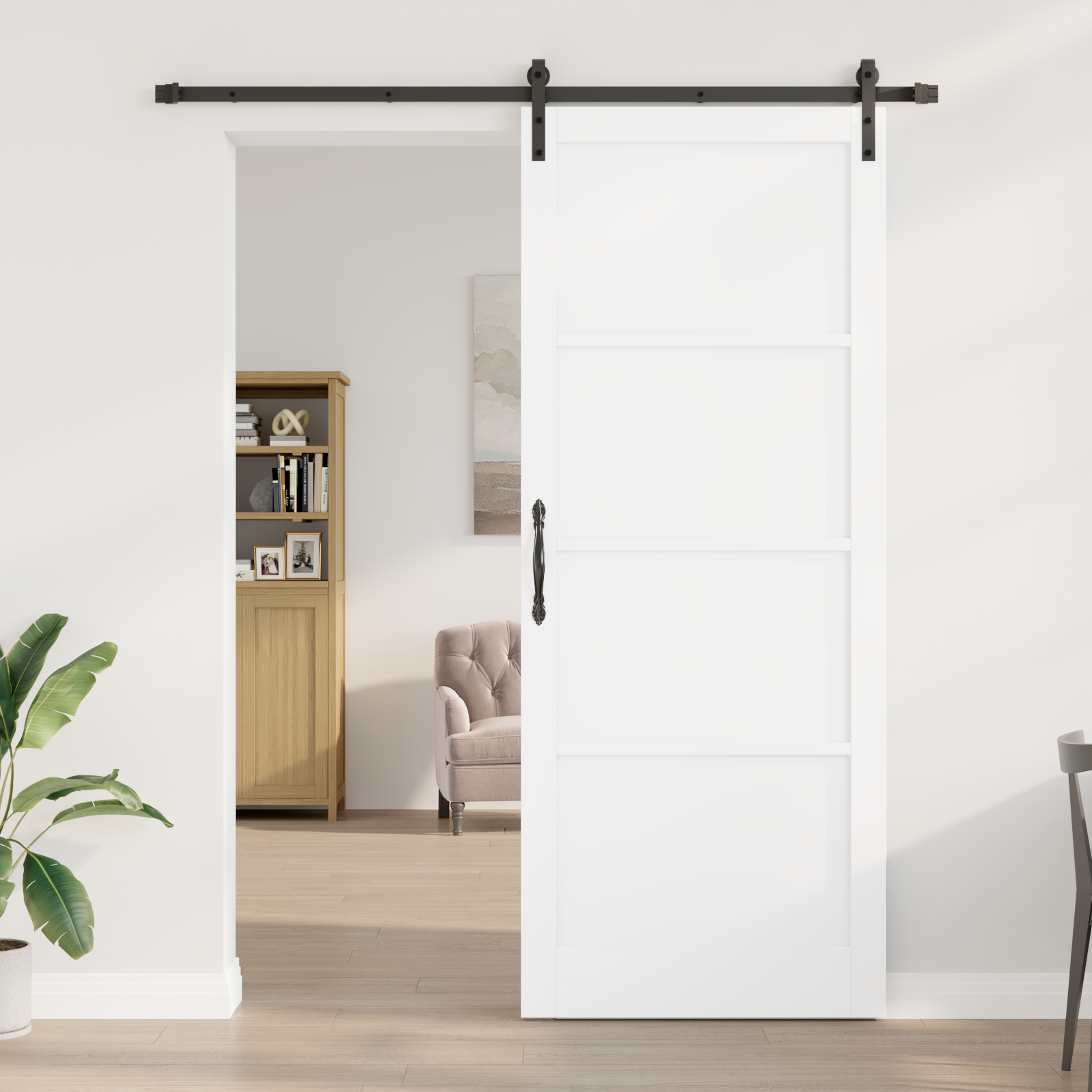 vidaXL Schuifdeur met beslag 93x232 cm massief grenenhout wit