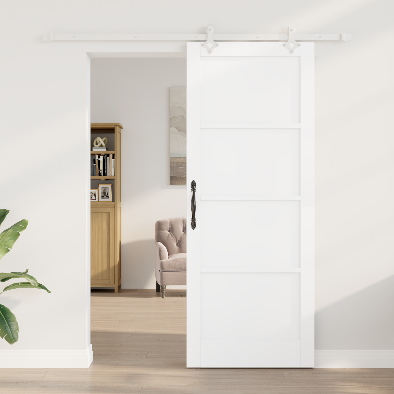 vidaXL Schuifdeur met beslag 83x211 cm massief grenenhout wit