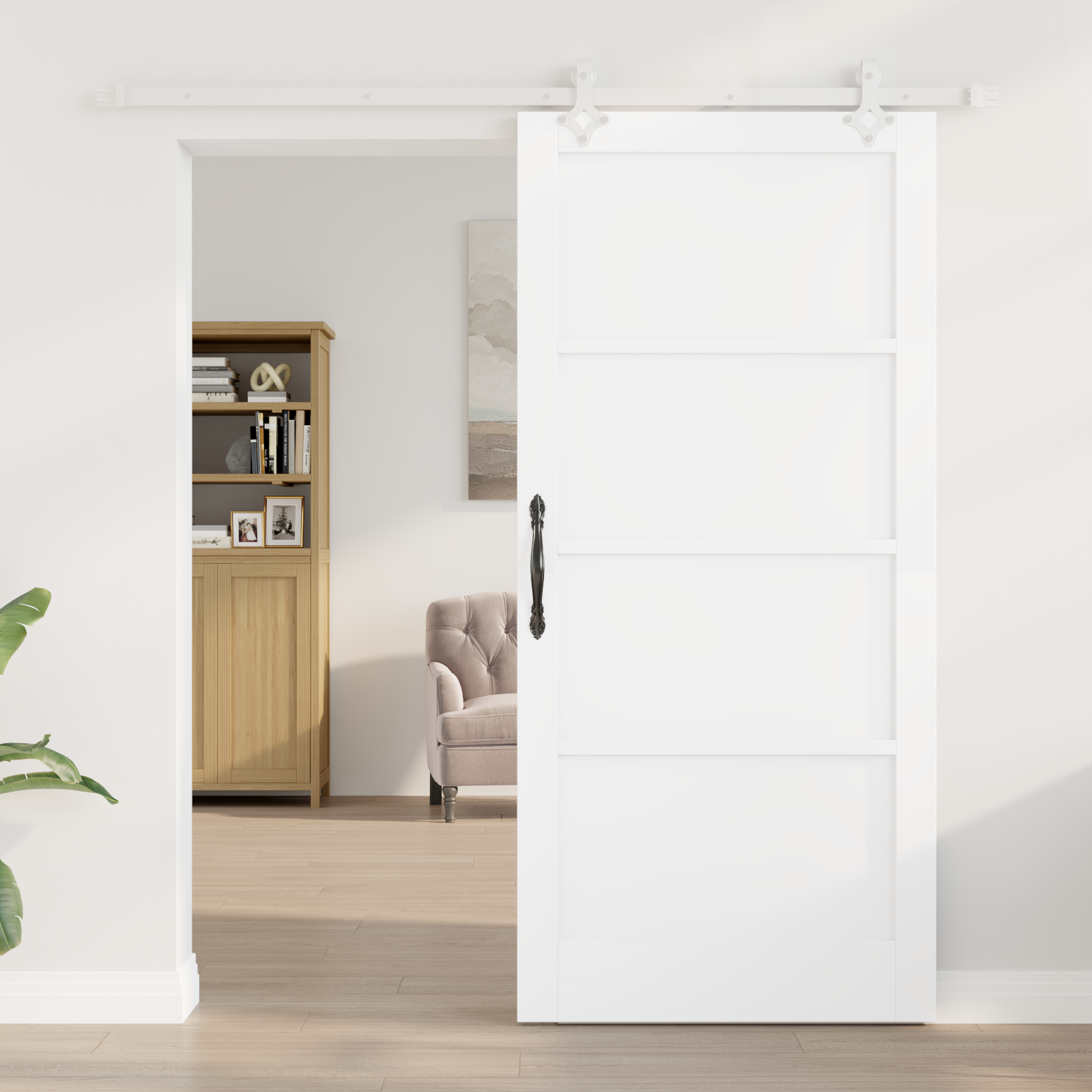 vidaXL Schuifdeur met beslag 93x202 cm massief grenenhout wit