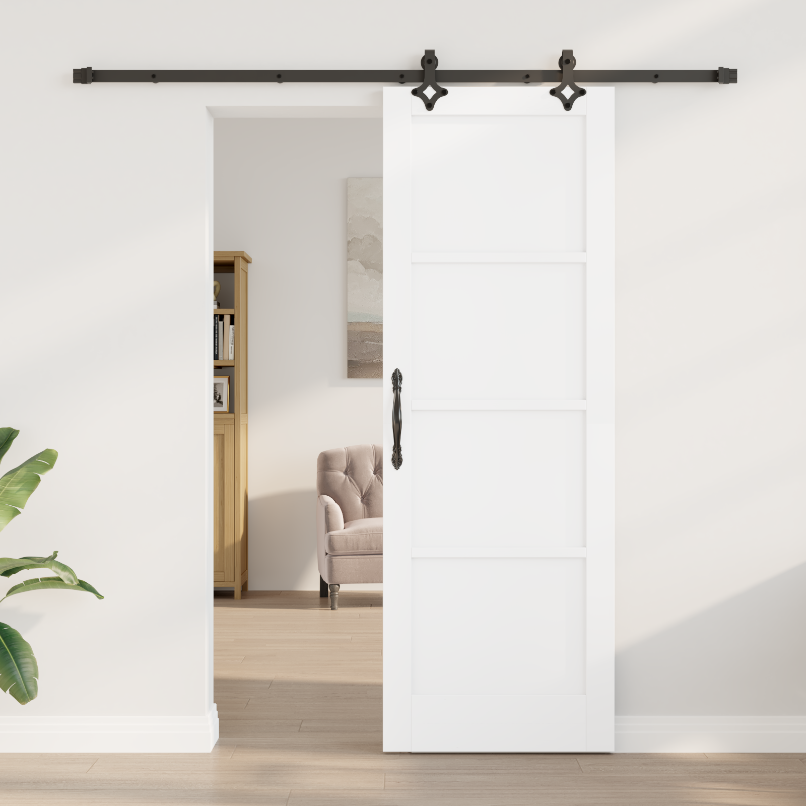 vidaXL Schuifdeur met Hardware Set 'ORKDAL'Wit Massief Grenen