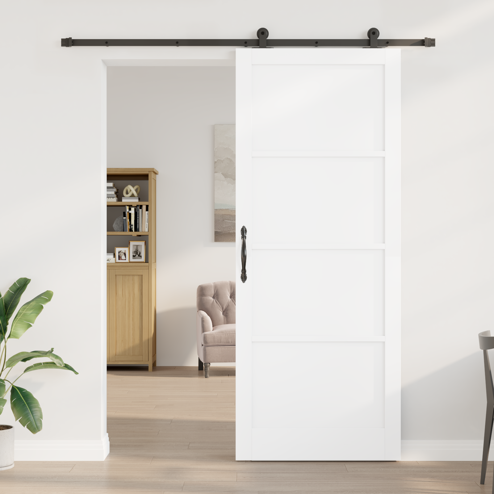 vidaXL Schuifdeur met Hardware Set 'ORKDAL'Wit Massief Grenen