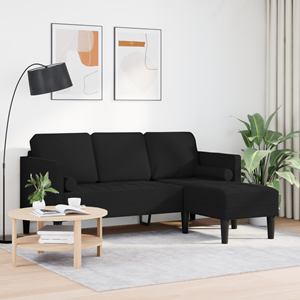 vidaXL Bank 3-zits L-vormig 160 cm stof zwart