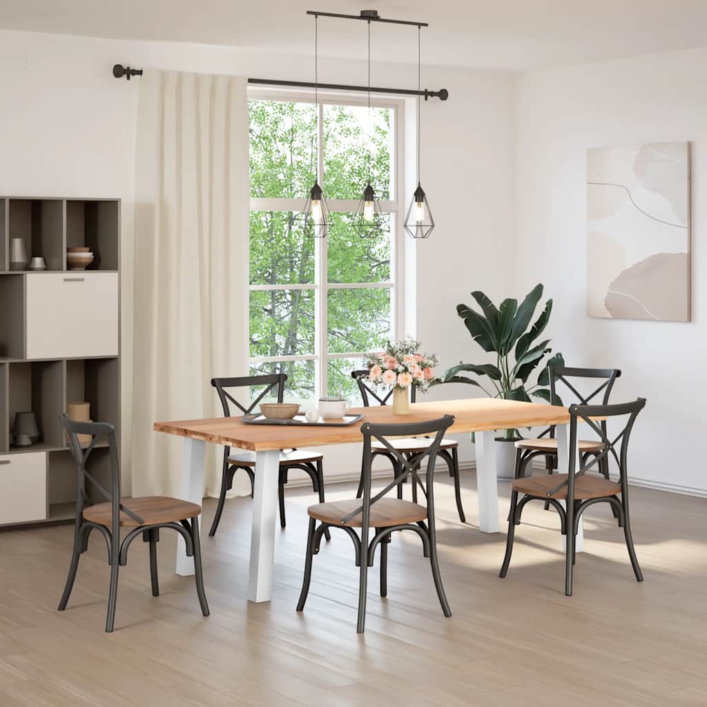 vidaXL Eettafel met natuurlijke rand 220x100x74 cm massief eikenhout