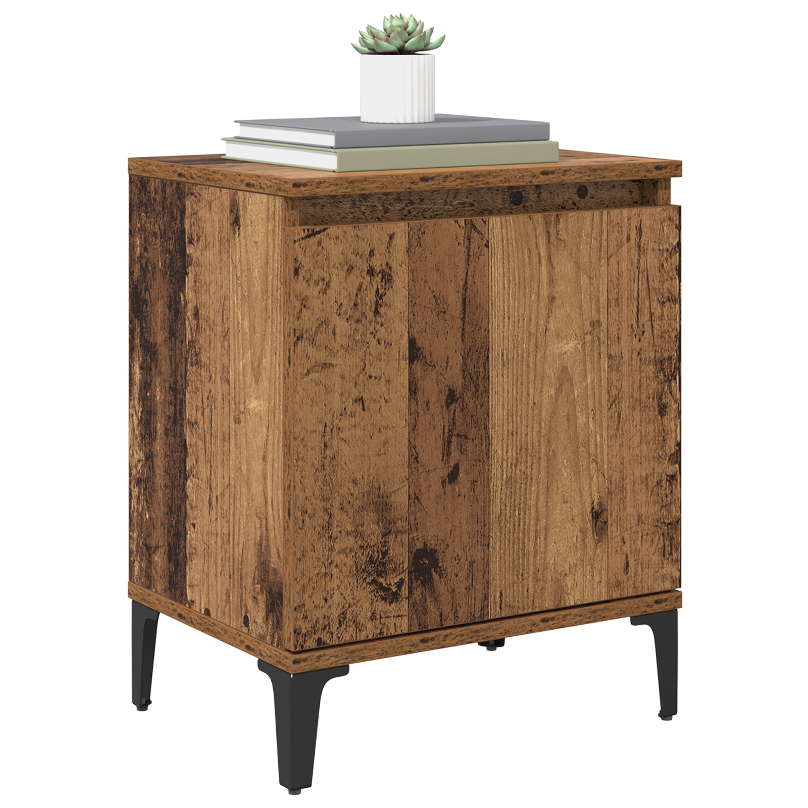 vidaXL Oude Houten Nachtkastje Oude hout Massief hout, metaal