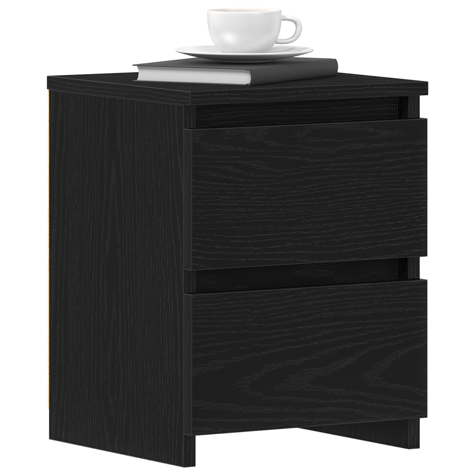vidaXL Nachtkastje met lades 30x30x40 cm zwart eikenkleurig