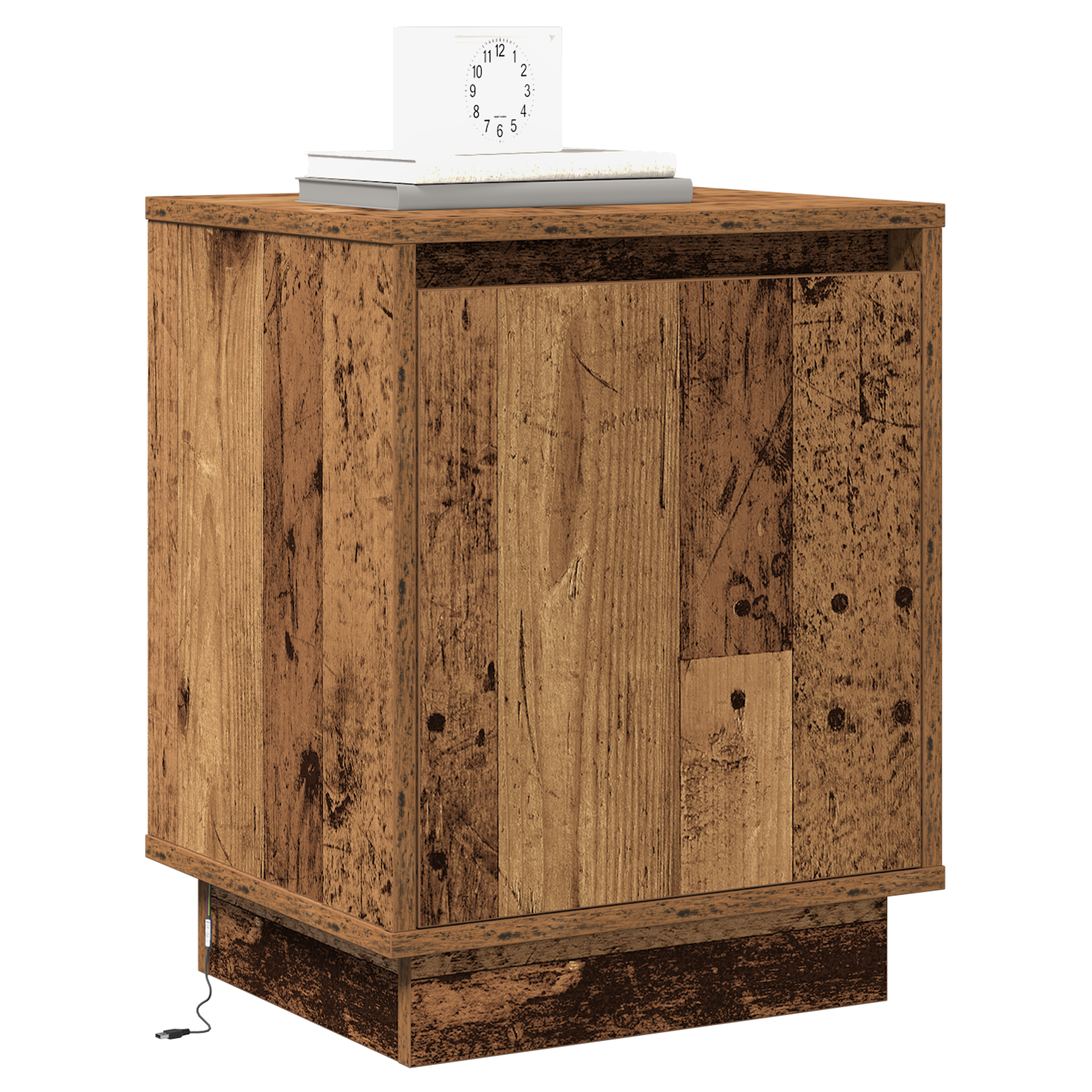vidaXL Nachttafeltje met LED-verlichting Oud Hout 39x34.5x50 cm