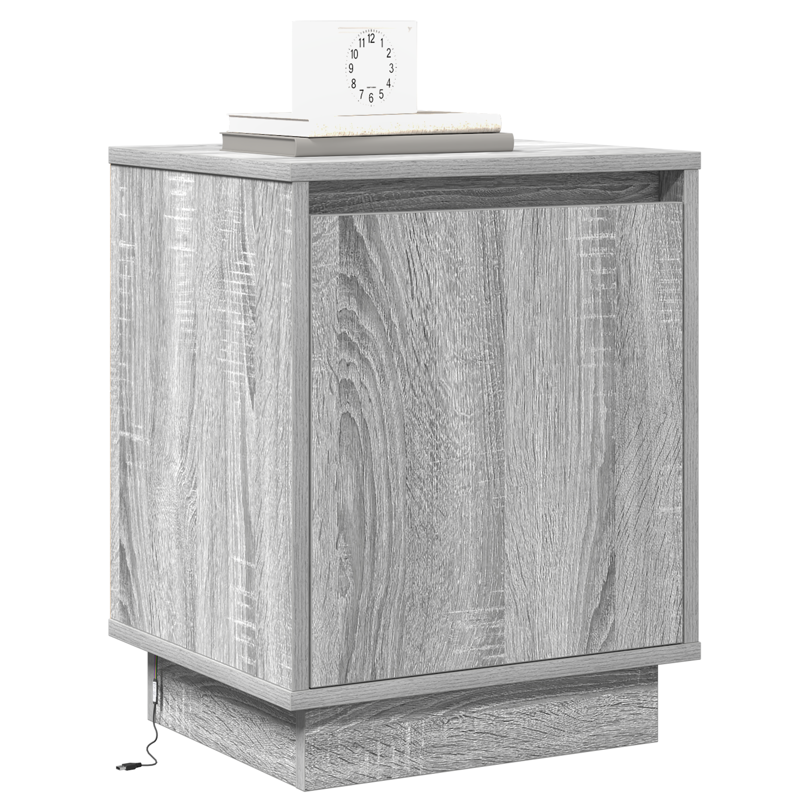 vidaXL Nachtkastje met LED's 39x34,5x50 cm grijs sonoma eikenkleurig