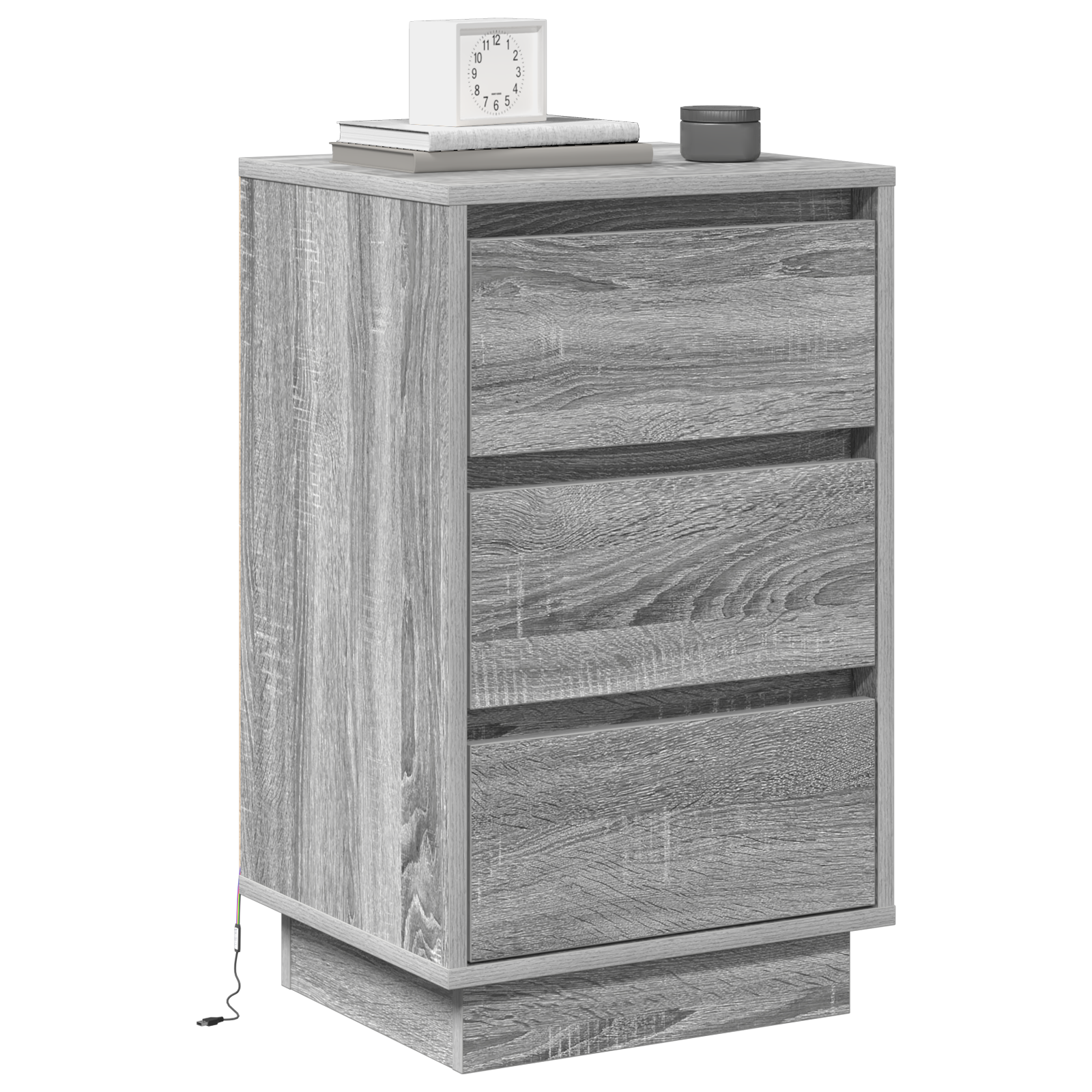 vidaXL Nachtkastje met LED in Grijs Sonoma 39x34,5x65 cm van Hout