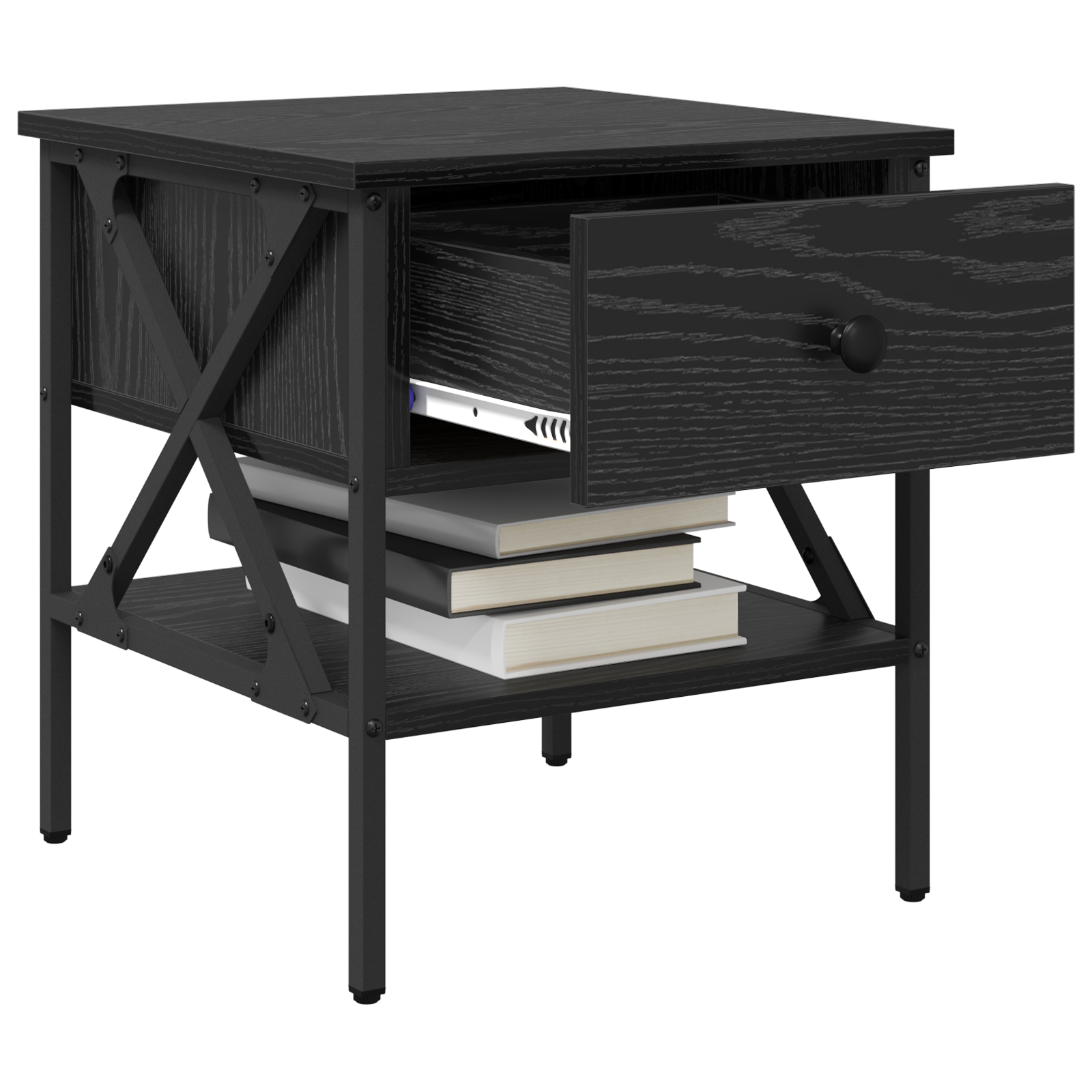 vidaXL 2 Stuks Zwart Eiken Nachtkastjes 40x42x45 cm Geengineerd Hout