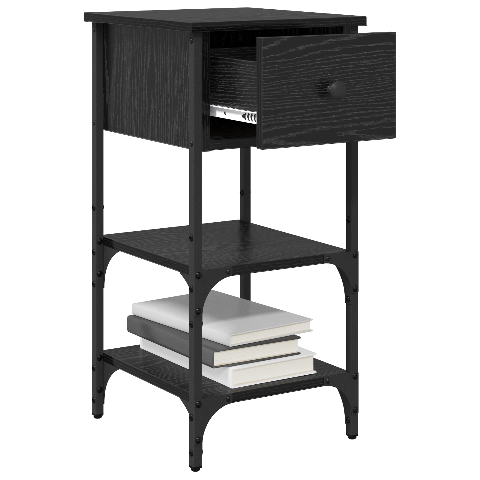 vidaXL Nachtkastjes set van 2 zwart eiken 34x36x70 cm bewerkt hout