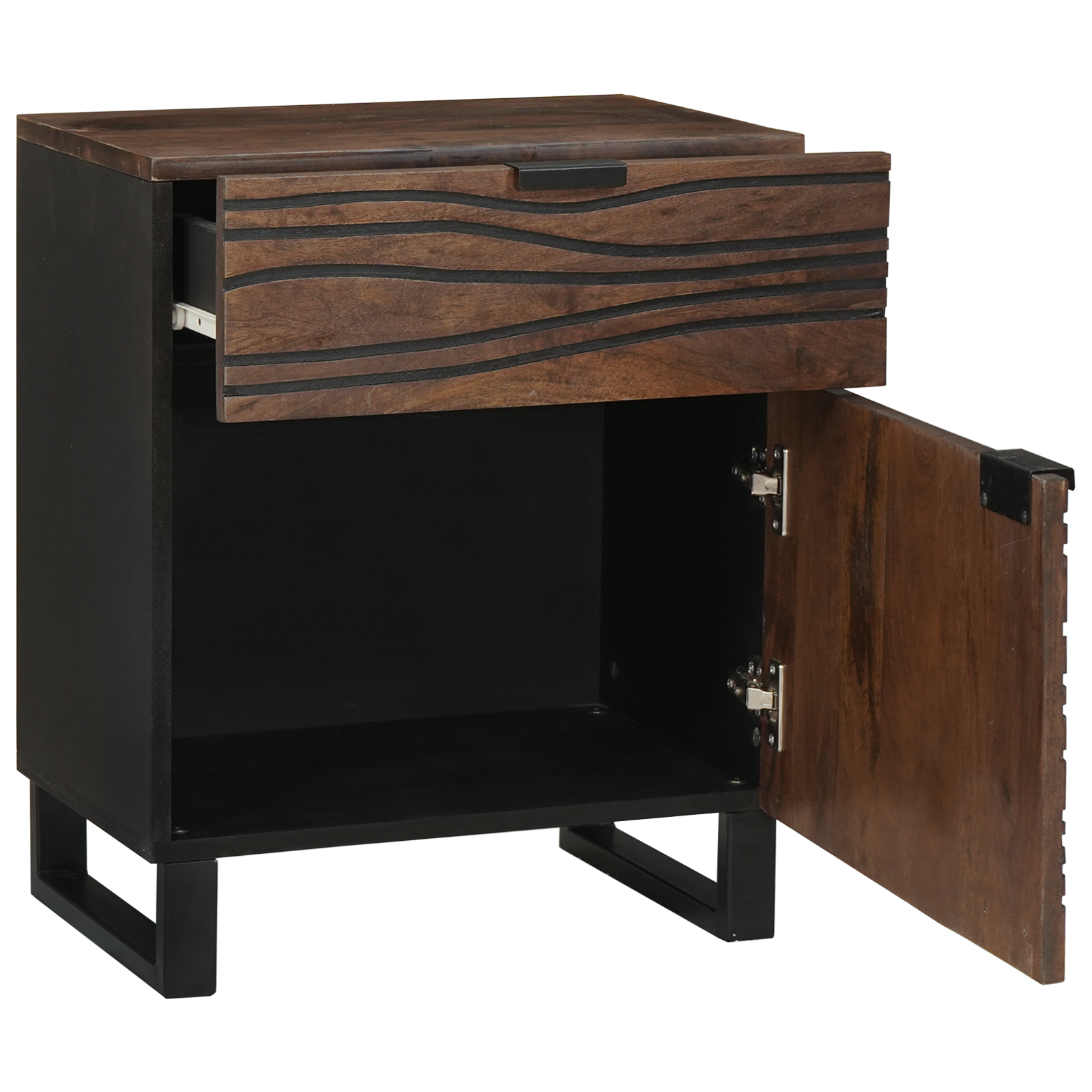 vidaXL Nachtkastje 50x33x60 cm Massief Walnoot Hout