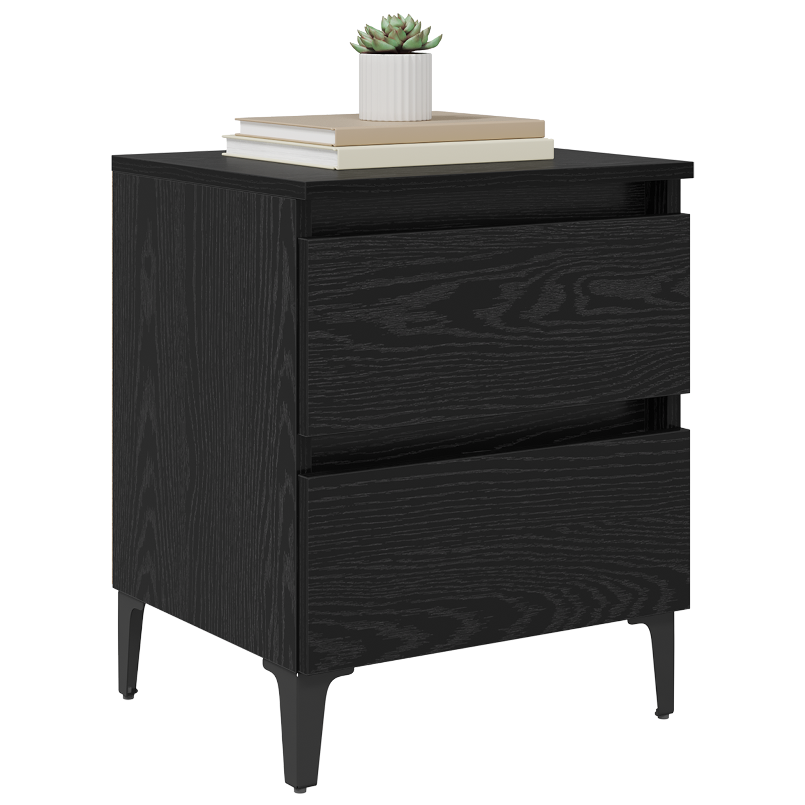 vidaXL Bedkasten 2 stuks Zwart Eiken 40x35x50 cm Geengineerd Hout