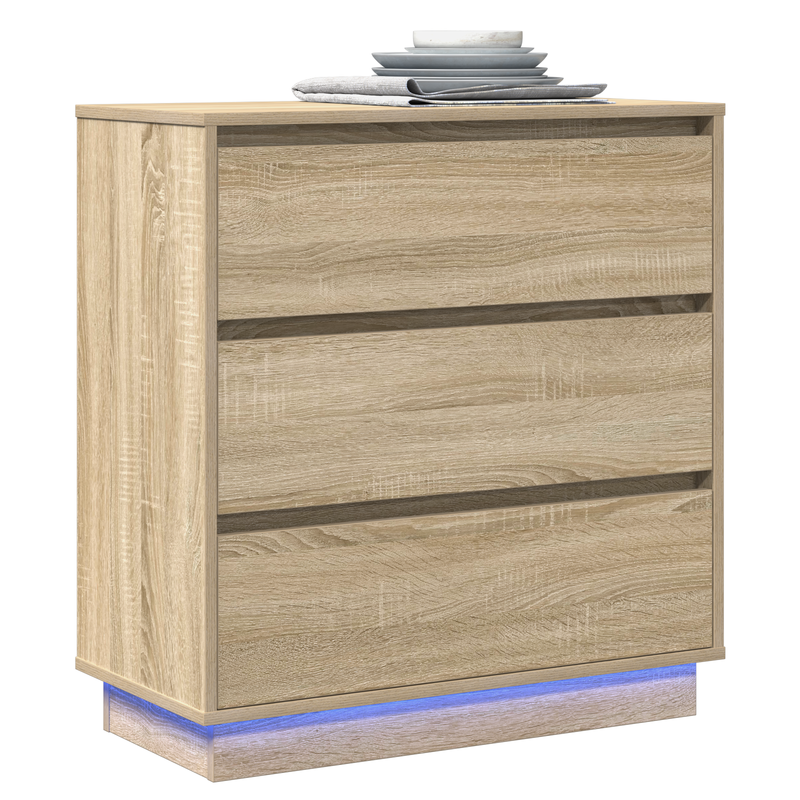 vidaXL Nachtkastje met LED in Sonoma Eiken 71x34,5x75 cm van Geengineerd Hout
