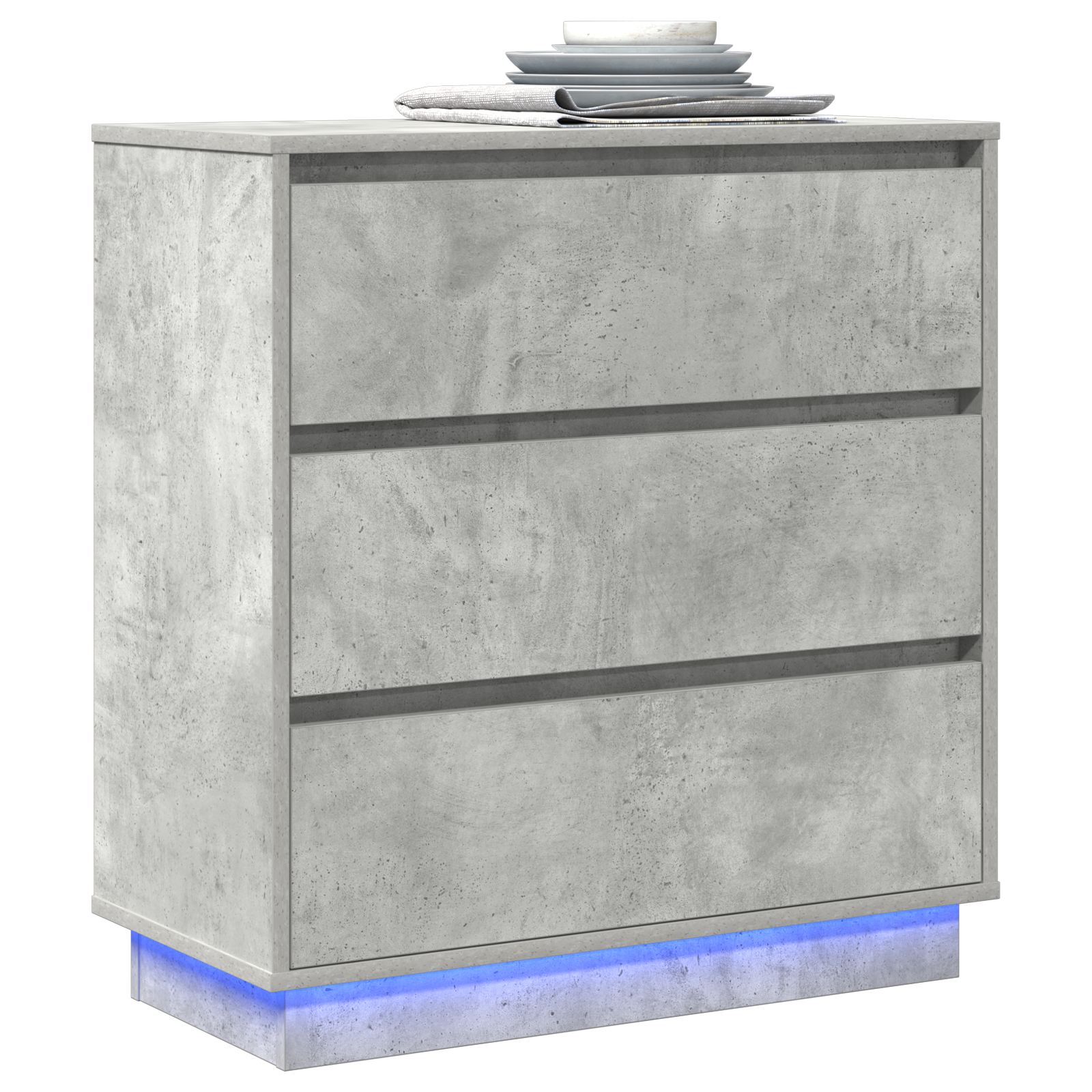 vidaXL Nachtkastje met LED Betonni Grijs 71x34,5x75 cm Geengineerd Hout