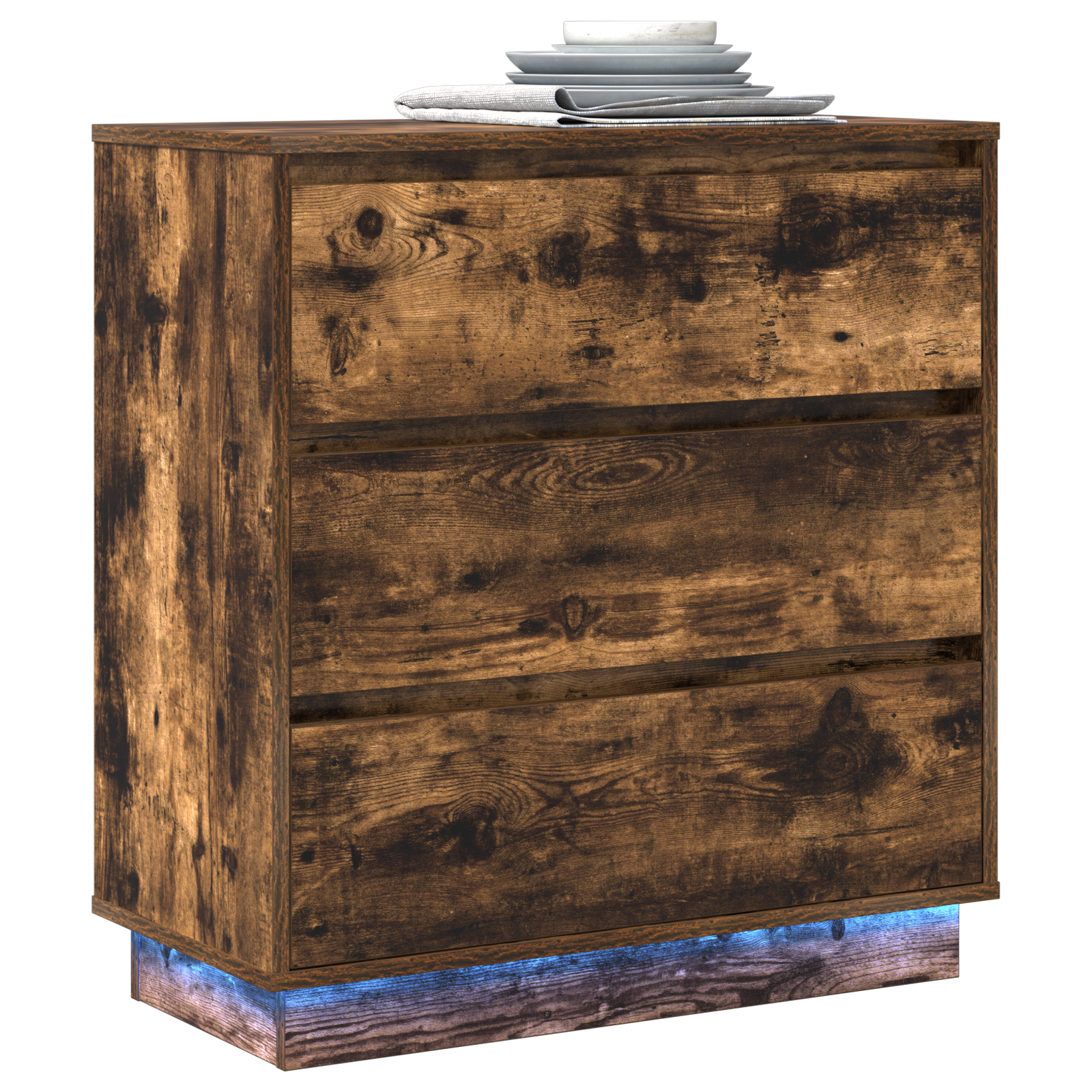 vidaXL Nachtkastje met LED in Gerookt Eiken 71x34,5x75 cm van Geengineerd Hout