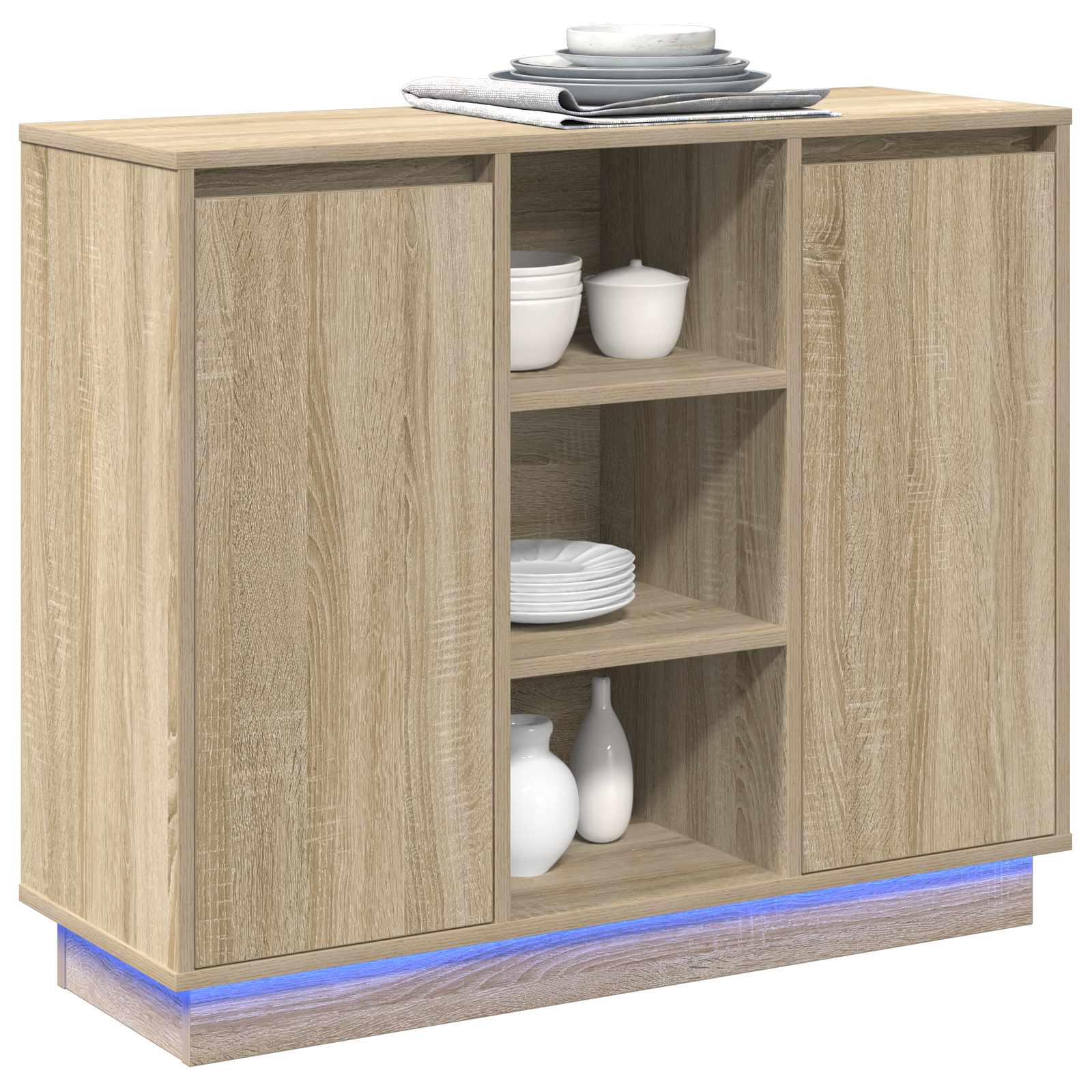 vidaXL Dressoir met LED Sonoma Eiken 90x32x75 cm Geengineerd Hout