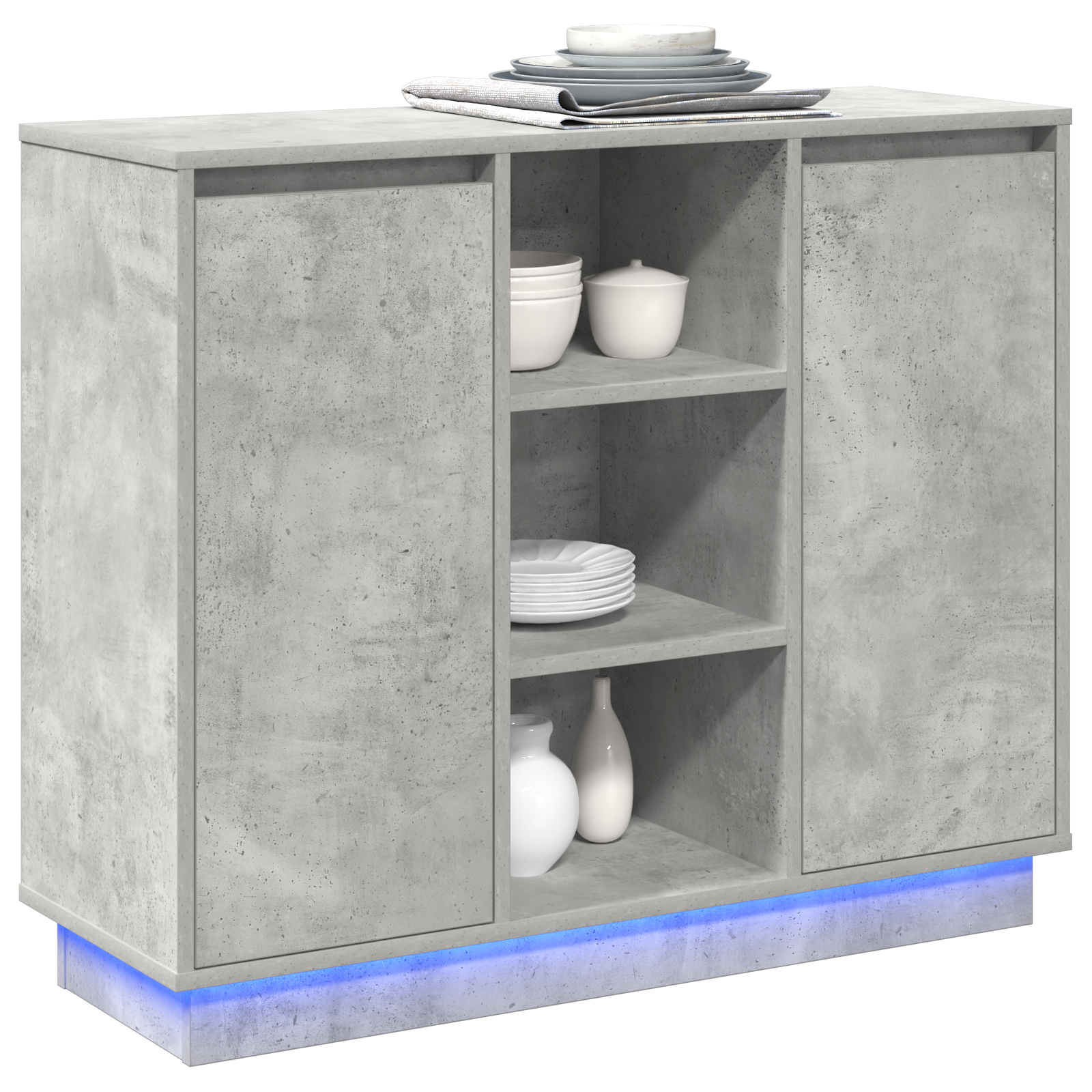 vidaXL Dressoir met LED Betongrijs 90x32x75 cm Gemaakt van Hout