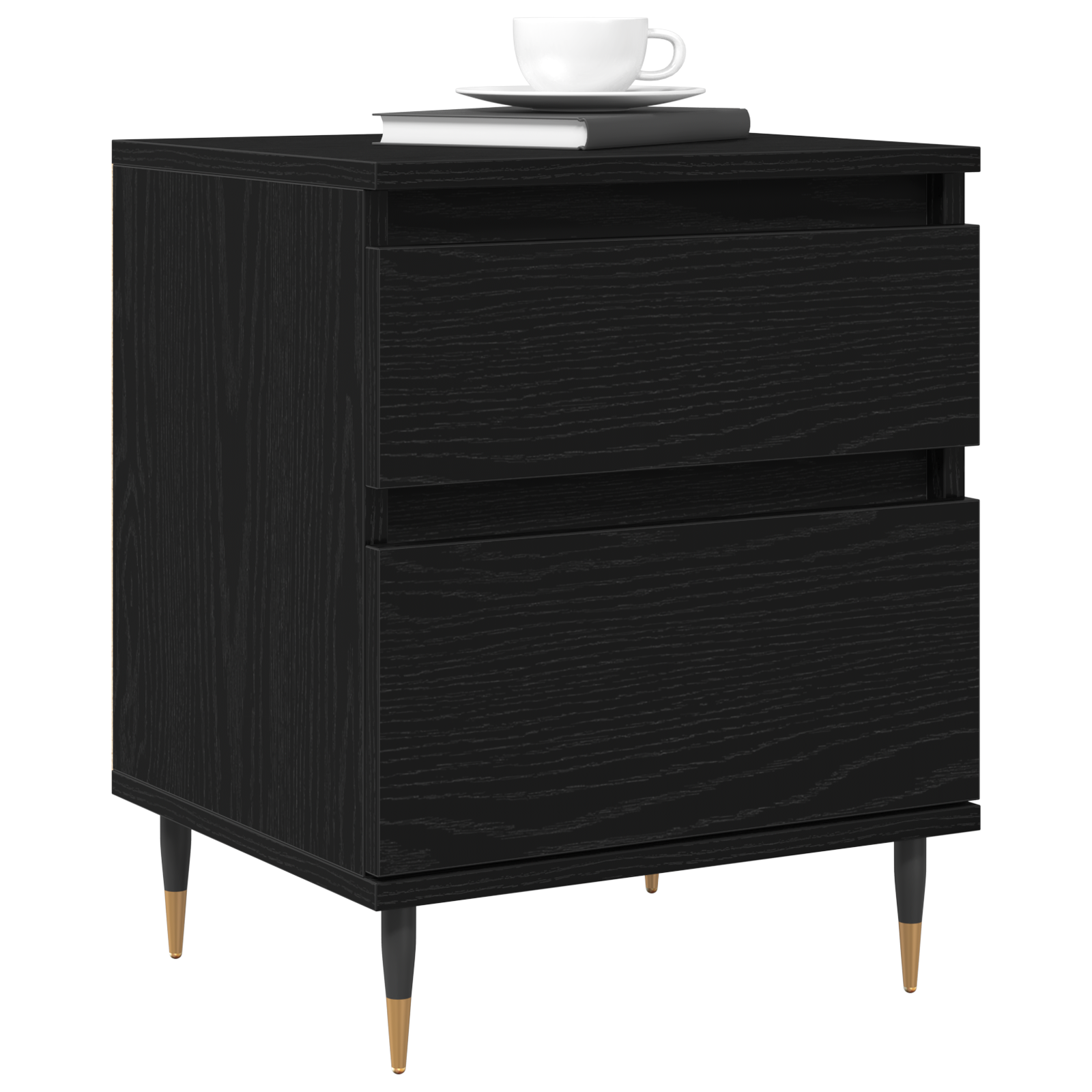 vidaXL Nachtkastjes 2 stuks Zwart Eiken 40x35x50 cm Bewerkt Hout