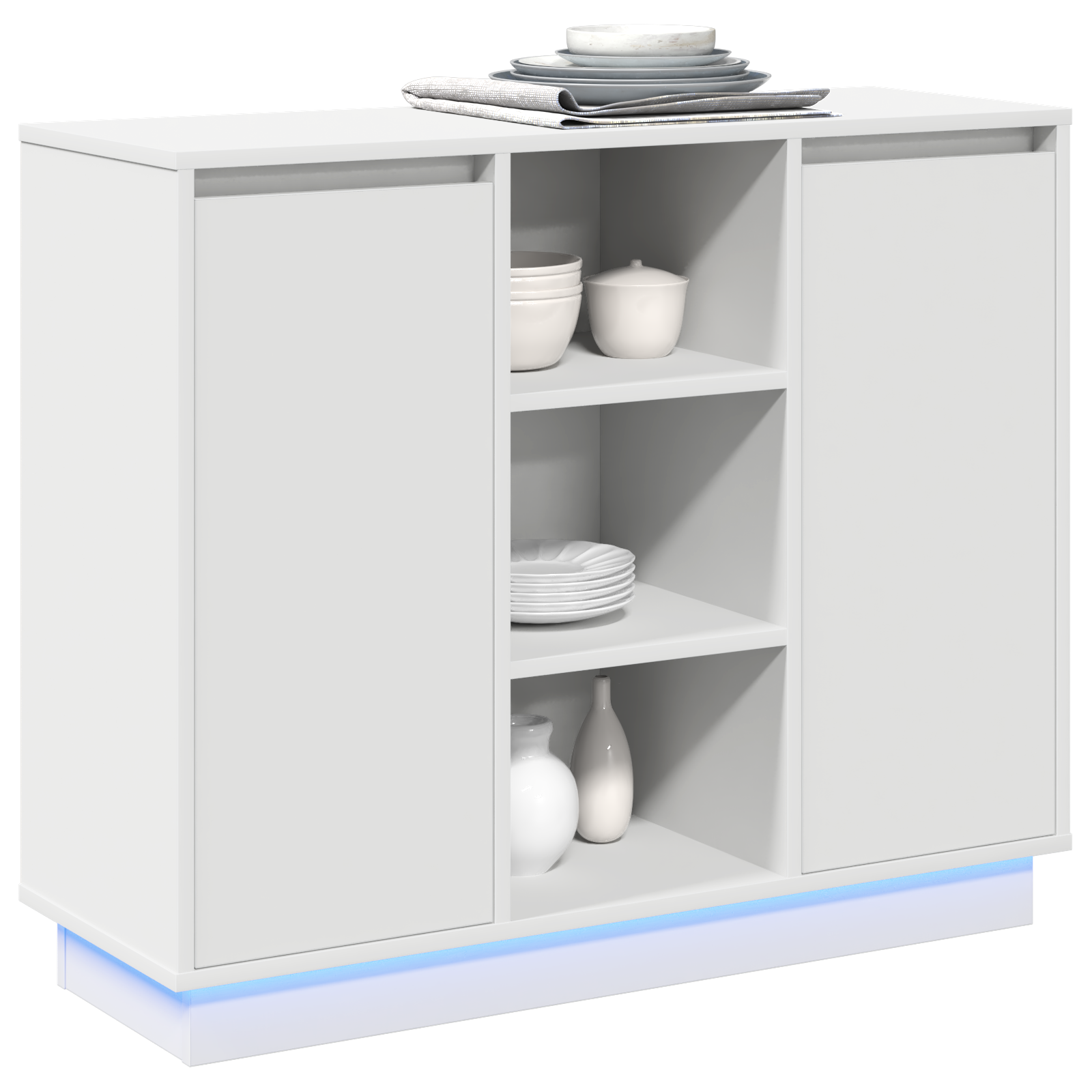 vidaXL Dressoir met LED Wit 90x32x75 cm gefabriceerd hout