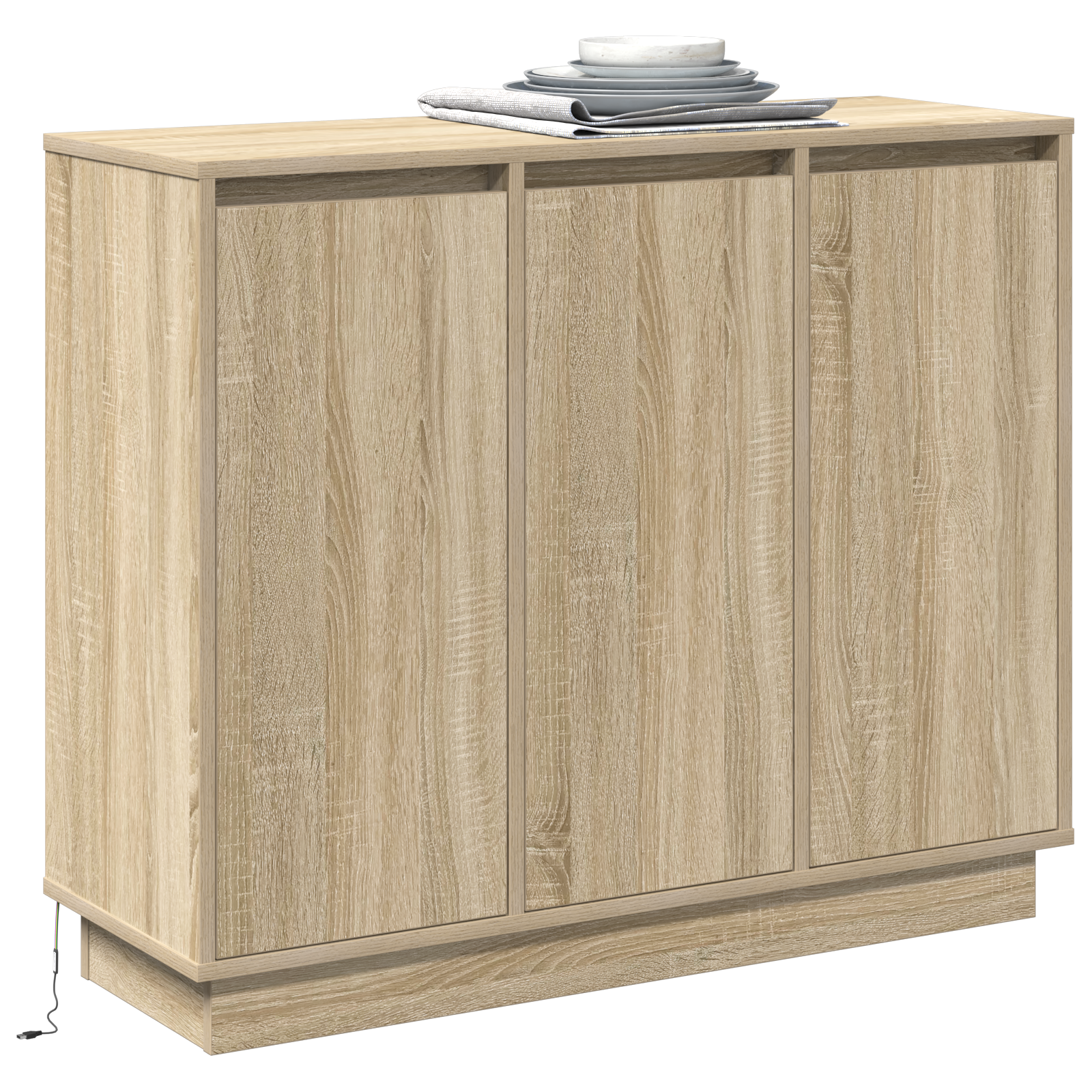vidaXL LED Dressoir in Sonoma Eiken - 90x32x75 cm - Gelaagd Hout