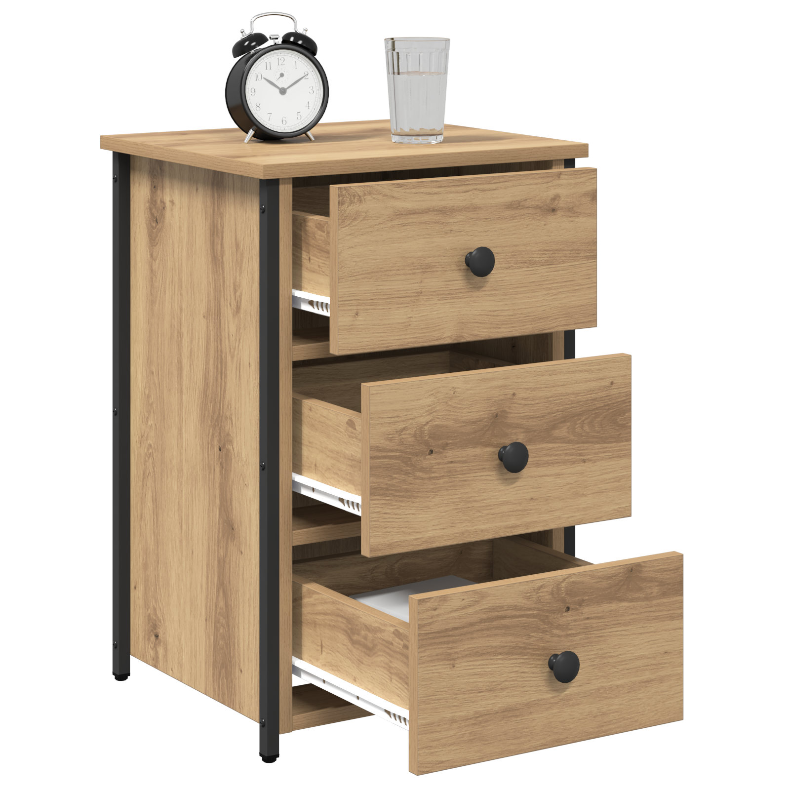vidaXL Artisan Eiken Nachtkastjes Artisan Eiken Bewerkt Hout Compact