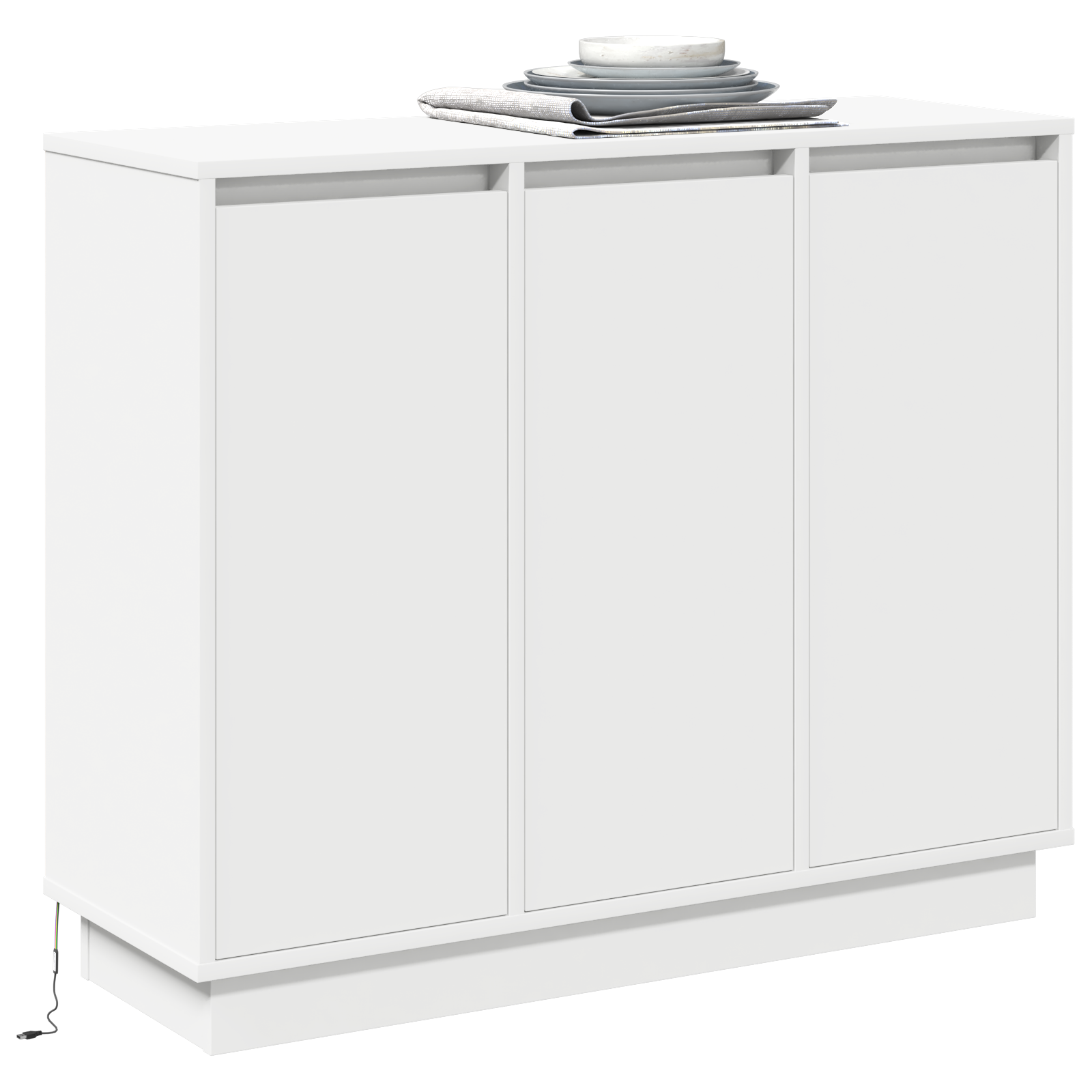 vidaXL Dressoir met LED - Wit, 90x32x75 cm, van engineered hout