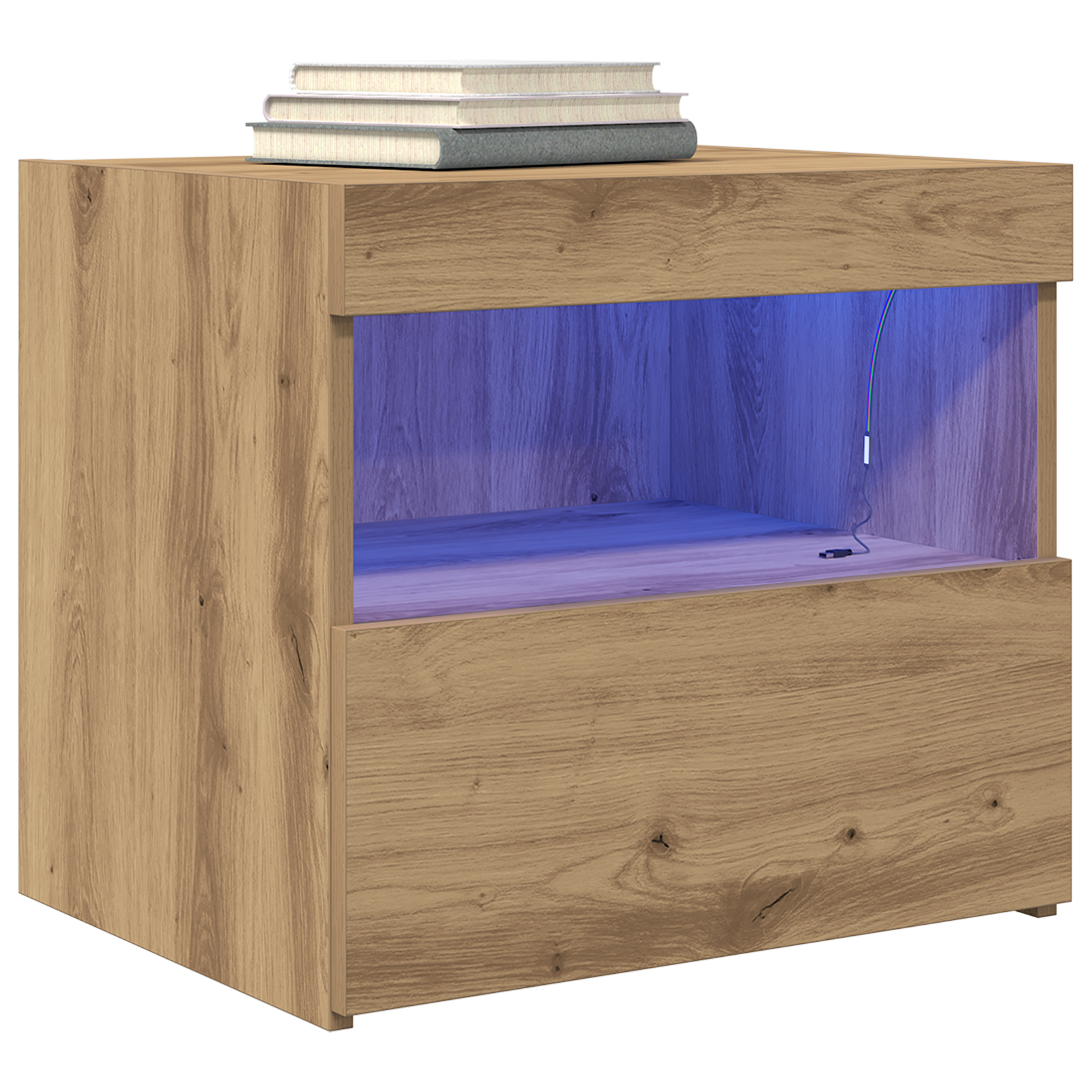 vidaXL Nachtkastjes 2 st met LED 50x40x45 cm artisanaal eiken