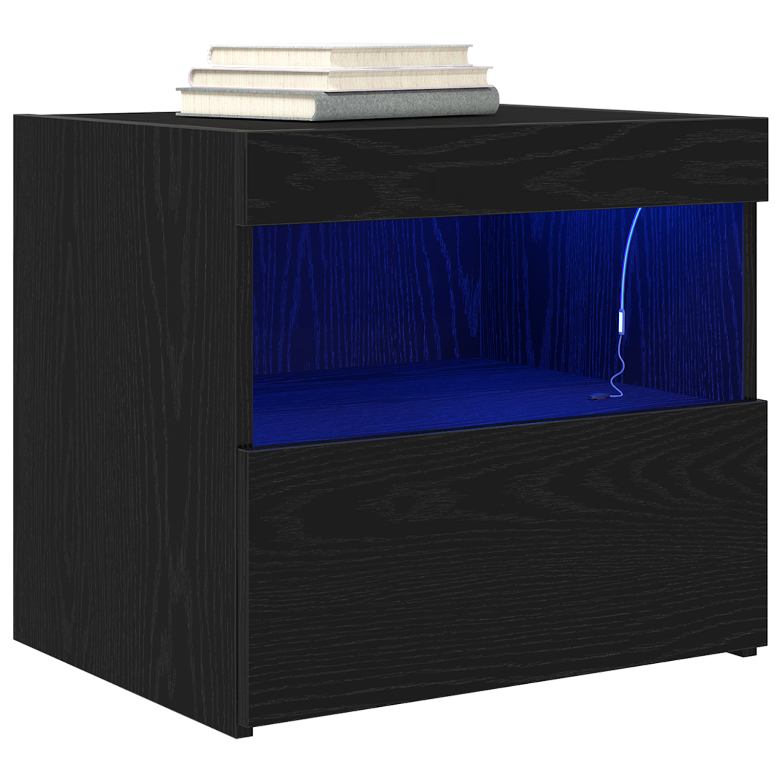 vidaXL Nachtkastjes 2 st met LED 50x40x45 cm zwart eikenkleurig