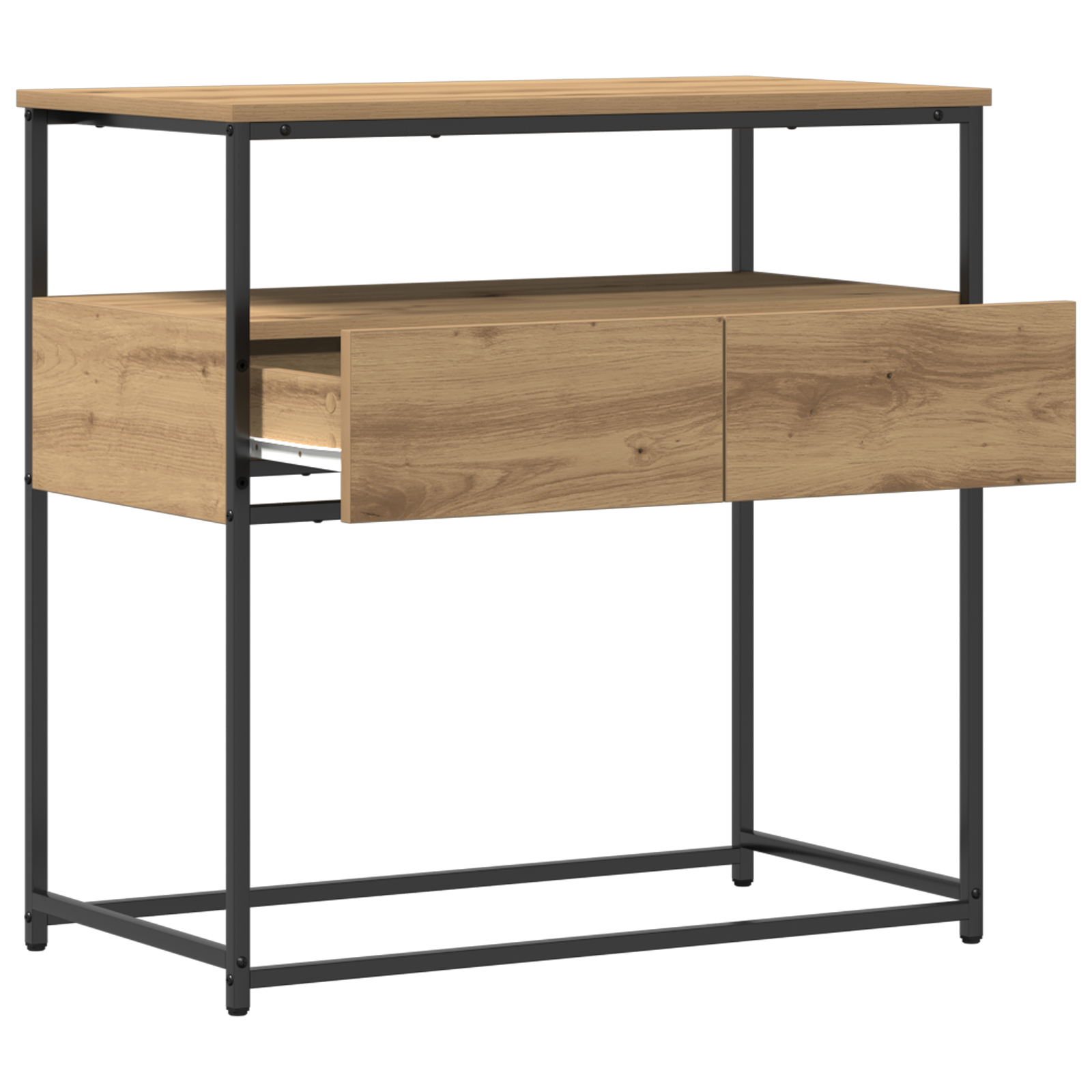 vidaXL Wandtafel 75x40x75 cm bewerkt hout en staal artisanaal eiken