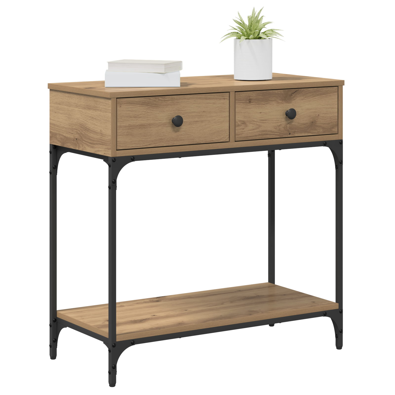 vidaXL Console Tafel Artisan Eiken 75x34.5x75 cm Bewerkt Hout