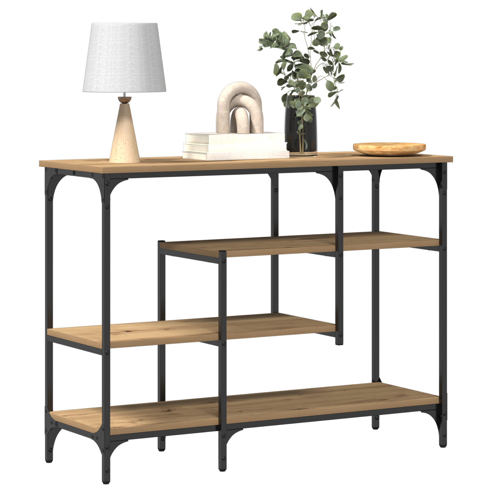 vidaXL Wandtafel 100x35x75 cm bewerkt hout en staal artisanaal eiken