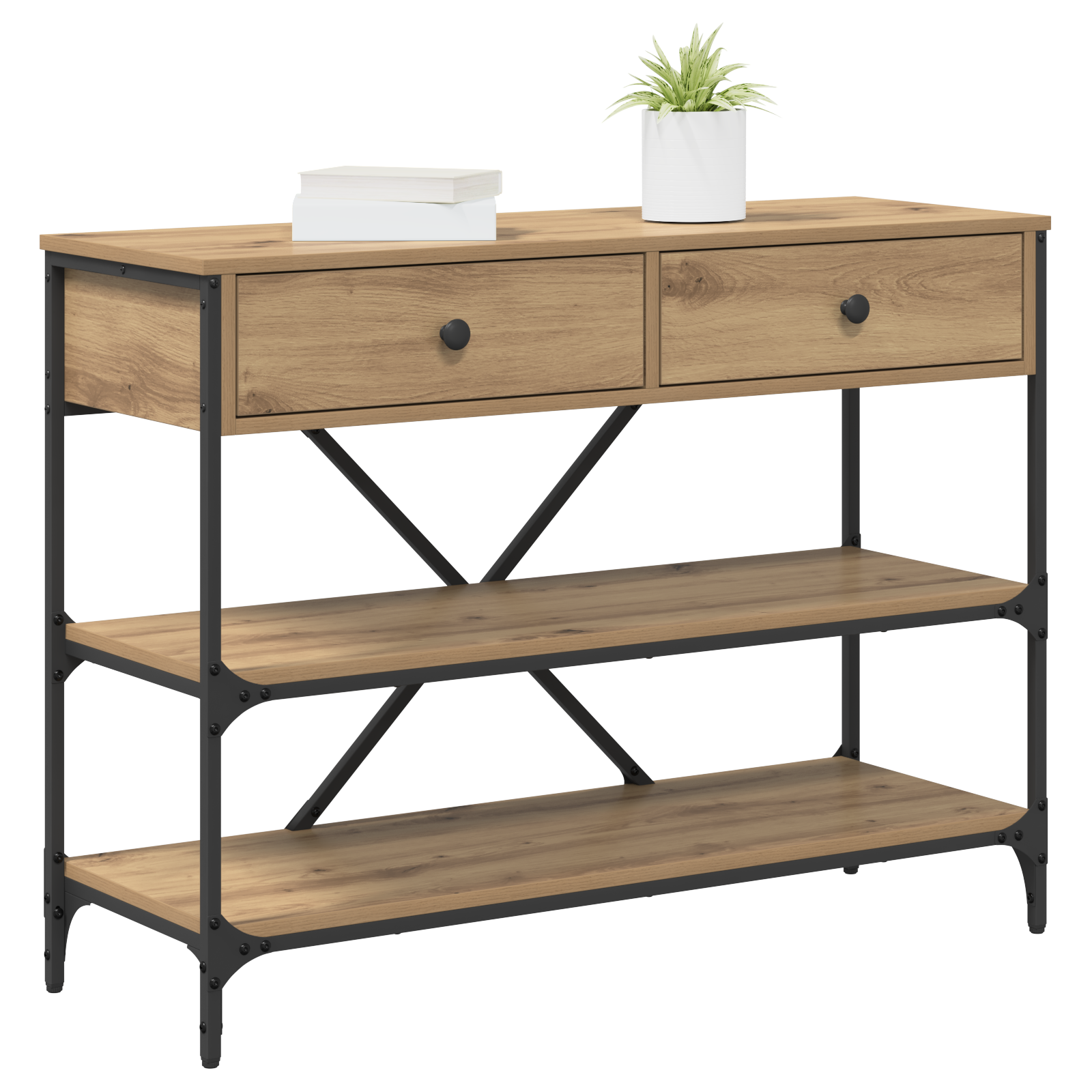 vidaXL Consolentafel Artisan Eiken 100x34.5x75 cm - Bewerkt Hout