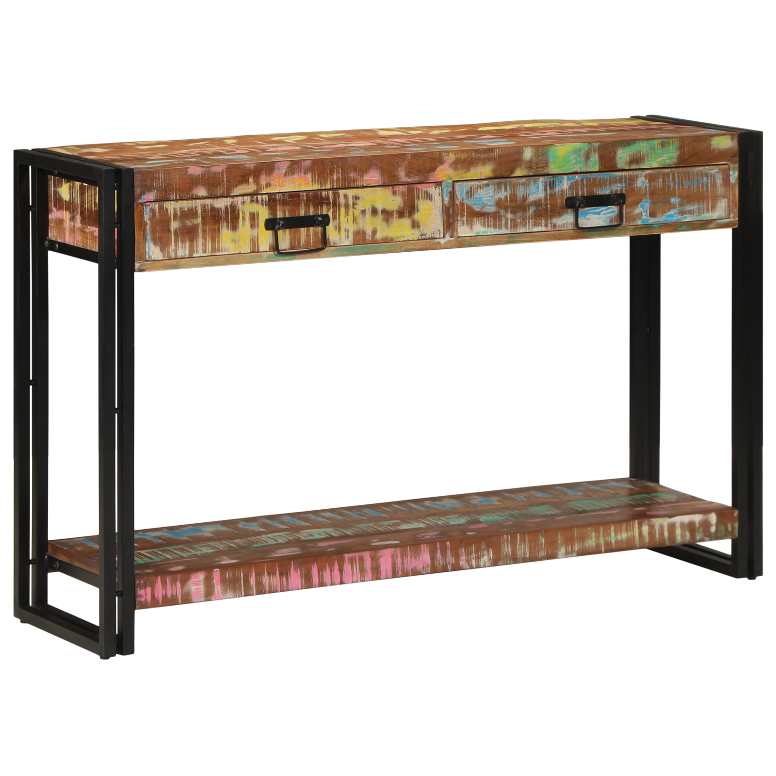 vidaXL Wandtafel 120x33x75 cm massief gerecycled hout meerkleurig
