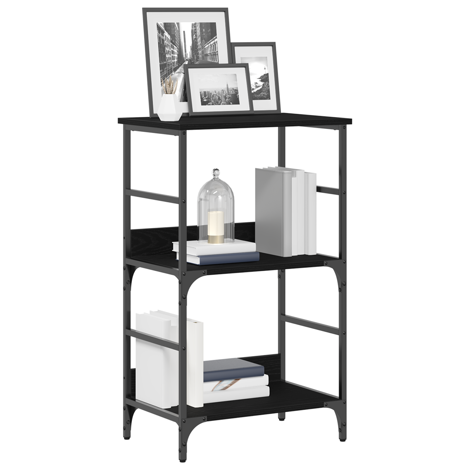 vidaXL Boekenplank 50x33x82 cm bewerkt hout en staal zwart eikenkleur