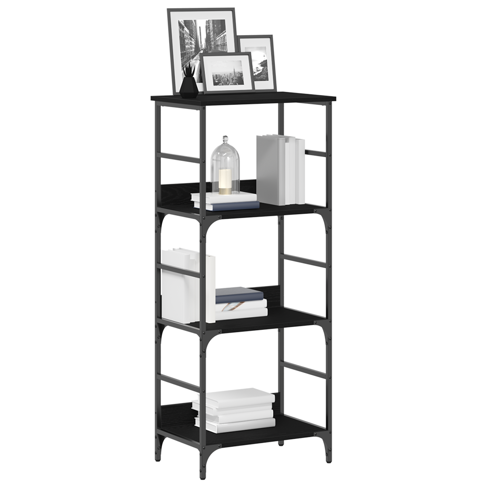 vidaXL Boekenplank 50x33x117,5 cm bewerkt hout en staal zwart eiken