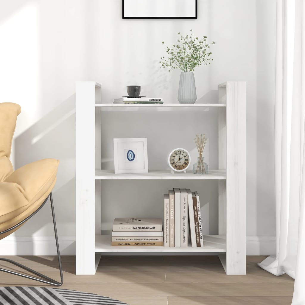 vidaXL Boekenkast/kamerscherm 80x35x91 cm massief grenenhout wit