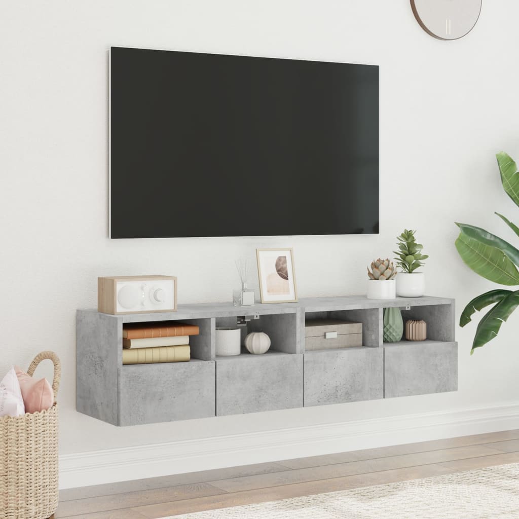 vidaXL Tv-wandmeubels 2 st 60x30x30 cm bewerkt hout betongrijs