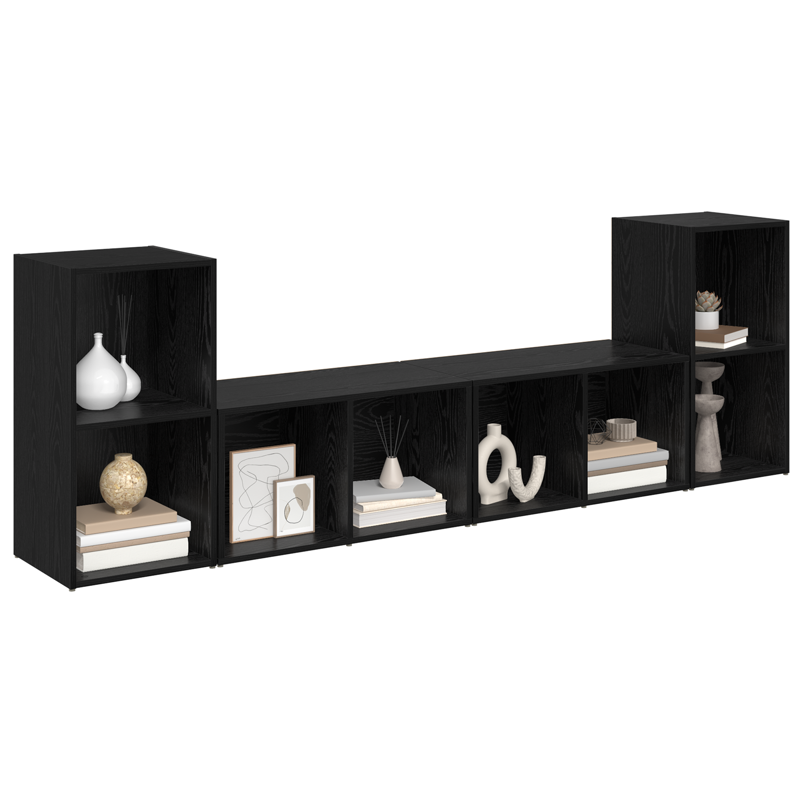 vidaXL Tv-meubelset 4 pcs Zwart eiken 72 x 35 x 36.5 cm Bewerkt hout