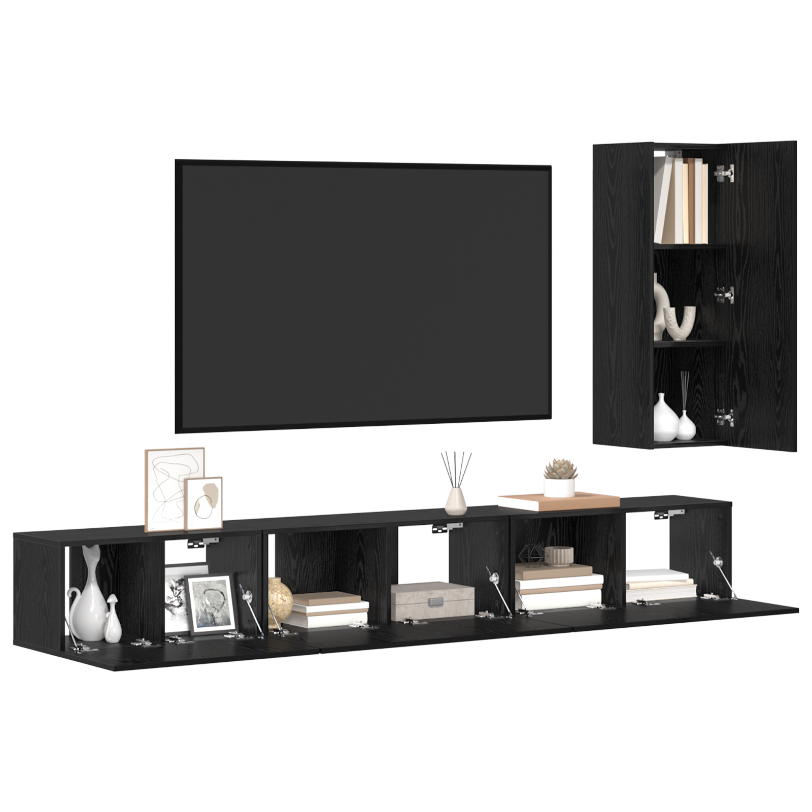 vidaXL Tv-meubelset 4 pcs Zwart eiken 30.5 x 30 x 90 cm Bewerkt hout