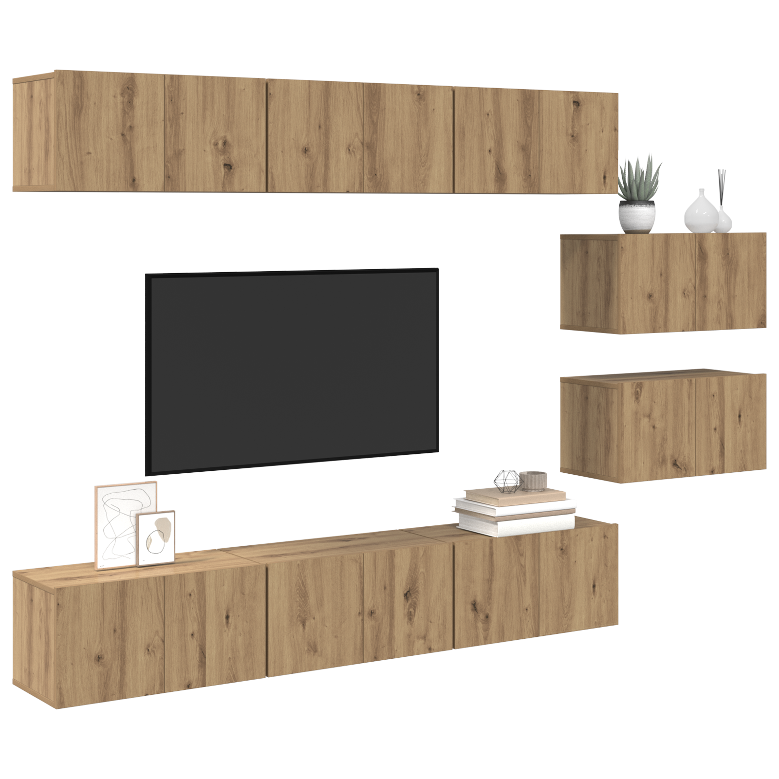 vidaXL Tv-meubelset 8 pcs artisanaal eikenkleurig 60 x 30 x 30.5 cm