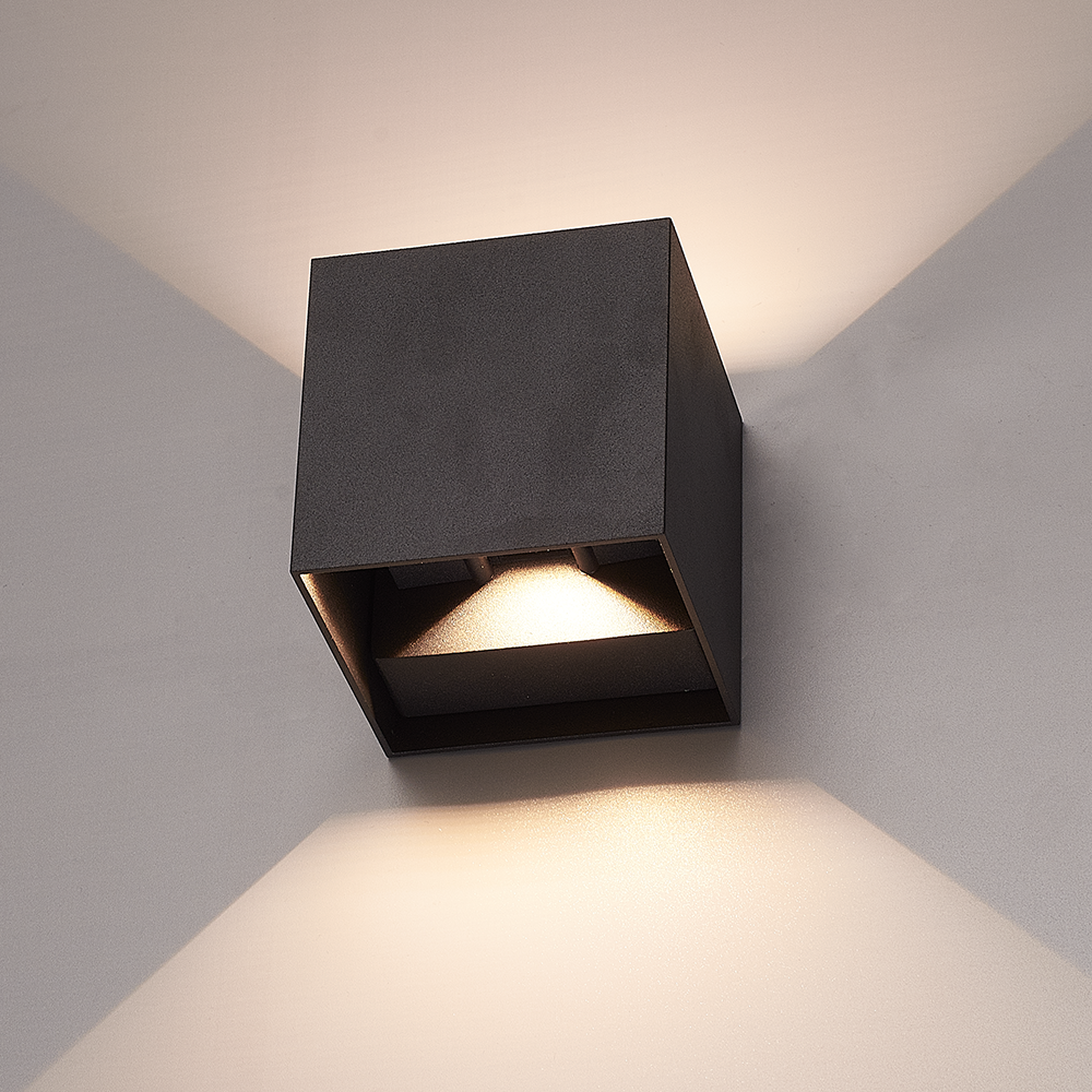 HOFTRONIC™ Set van 6 Dimbare LED Wandlamp Kansas zwart 7 Watt 3000K Up & Down light IP65